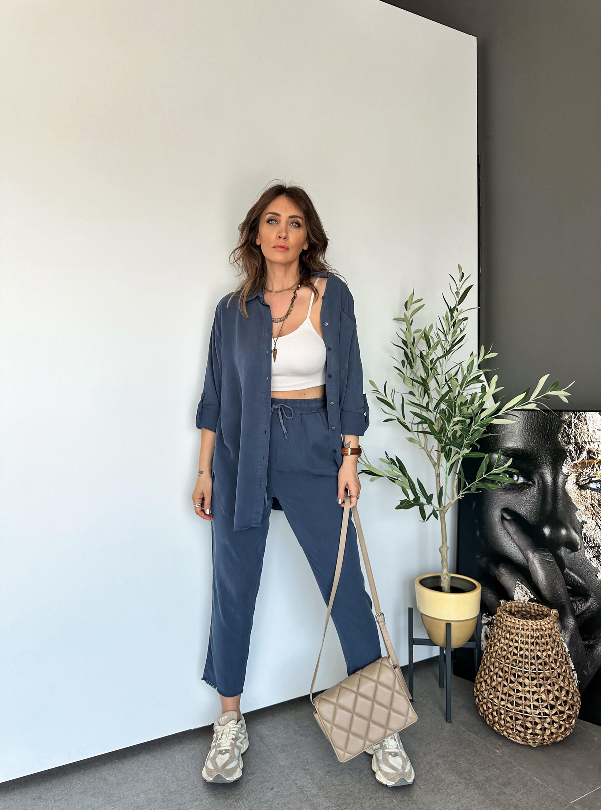 Mavi Gömlekli Cotton Takım