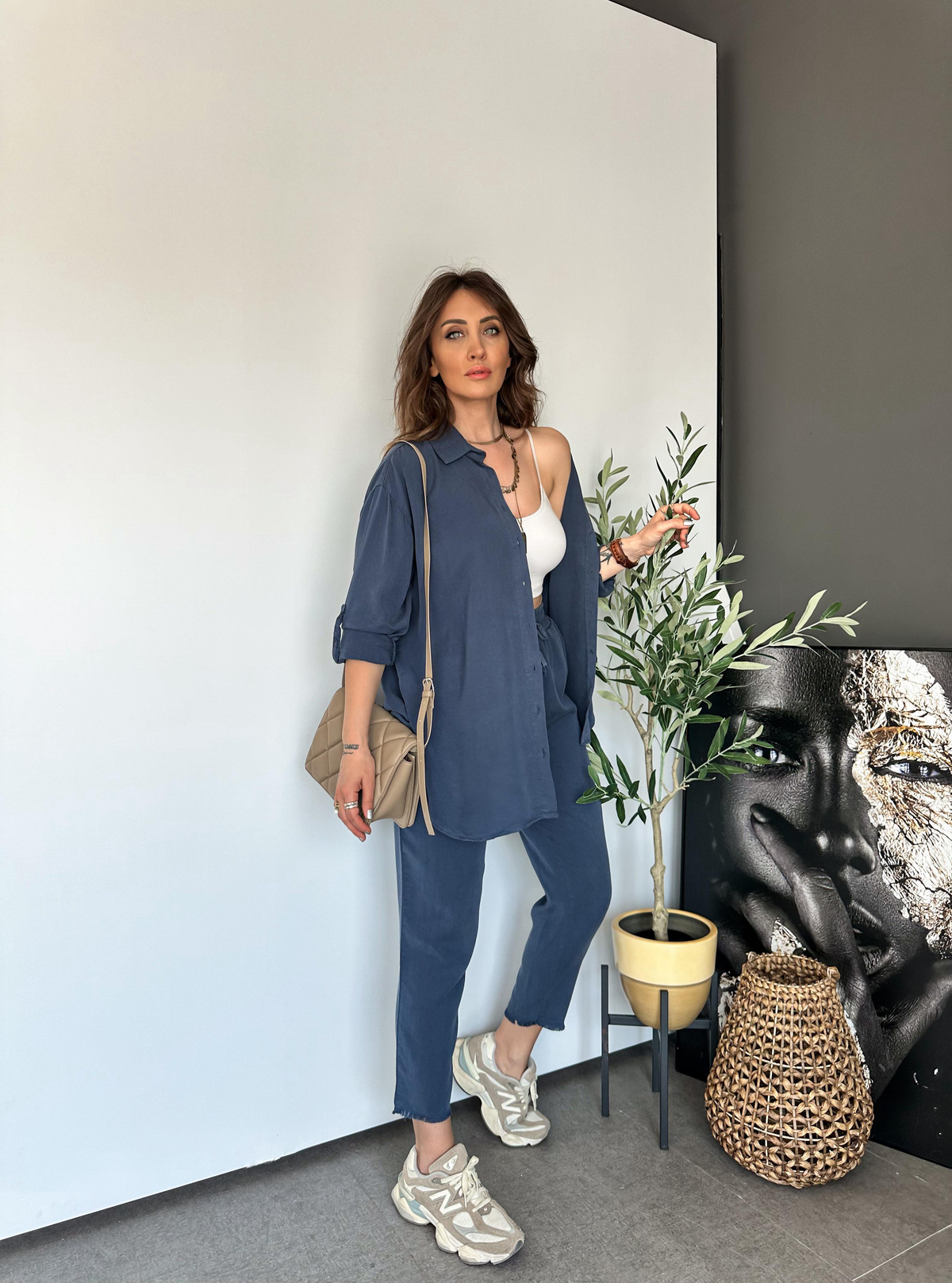 Mavi Gömlekli Cotton Takım