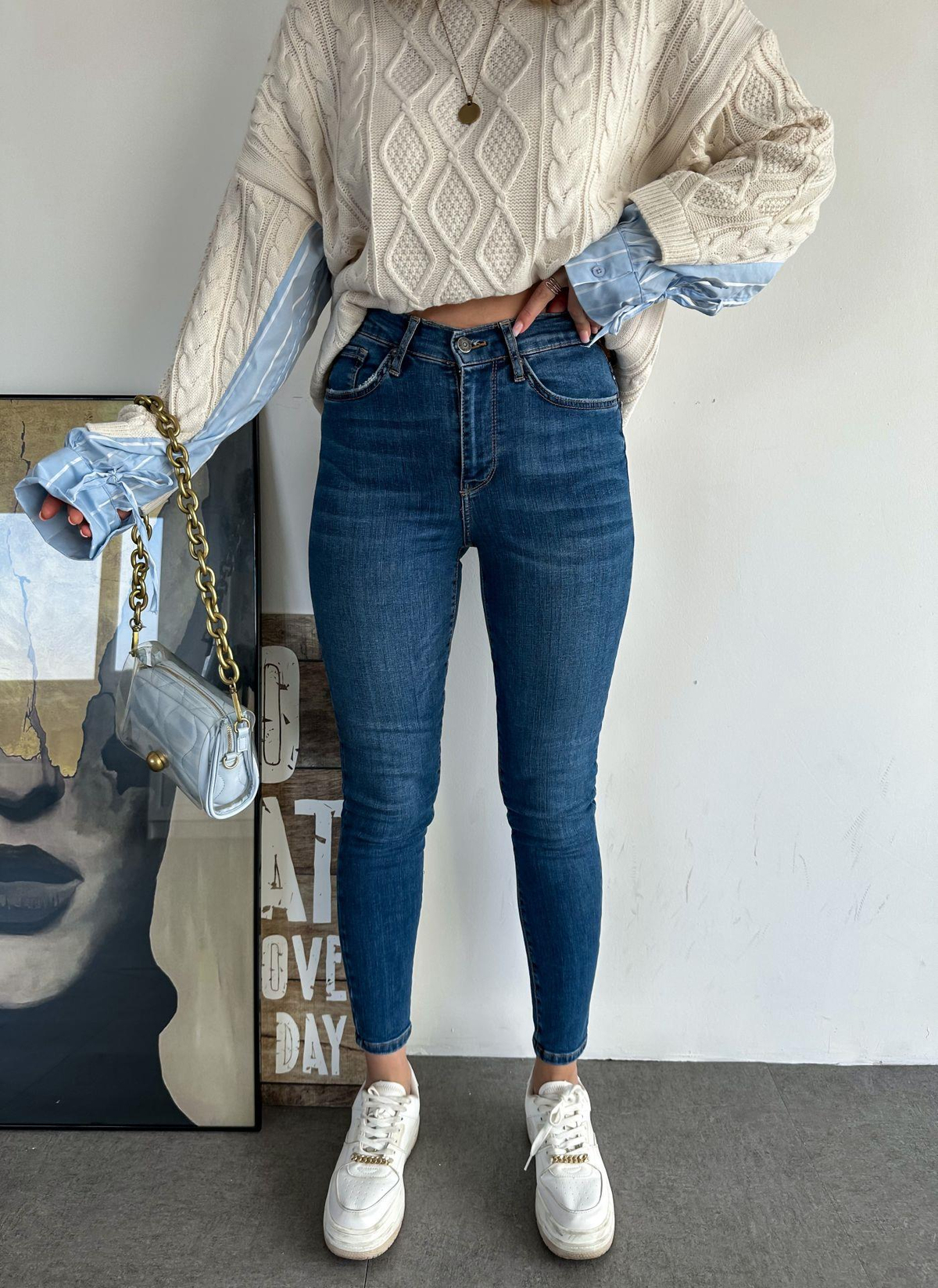 Mavi Likralı Skinny Jean