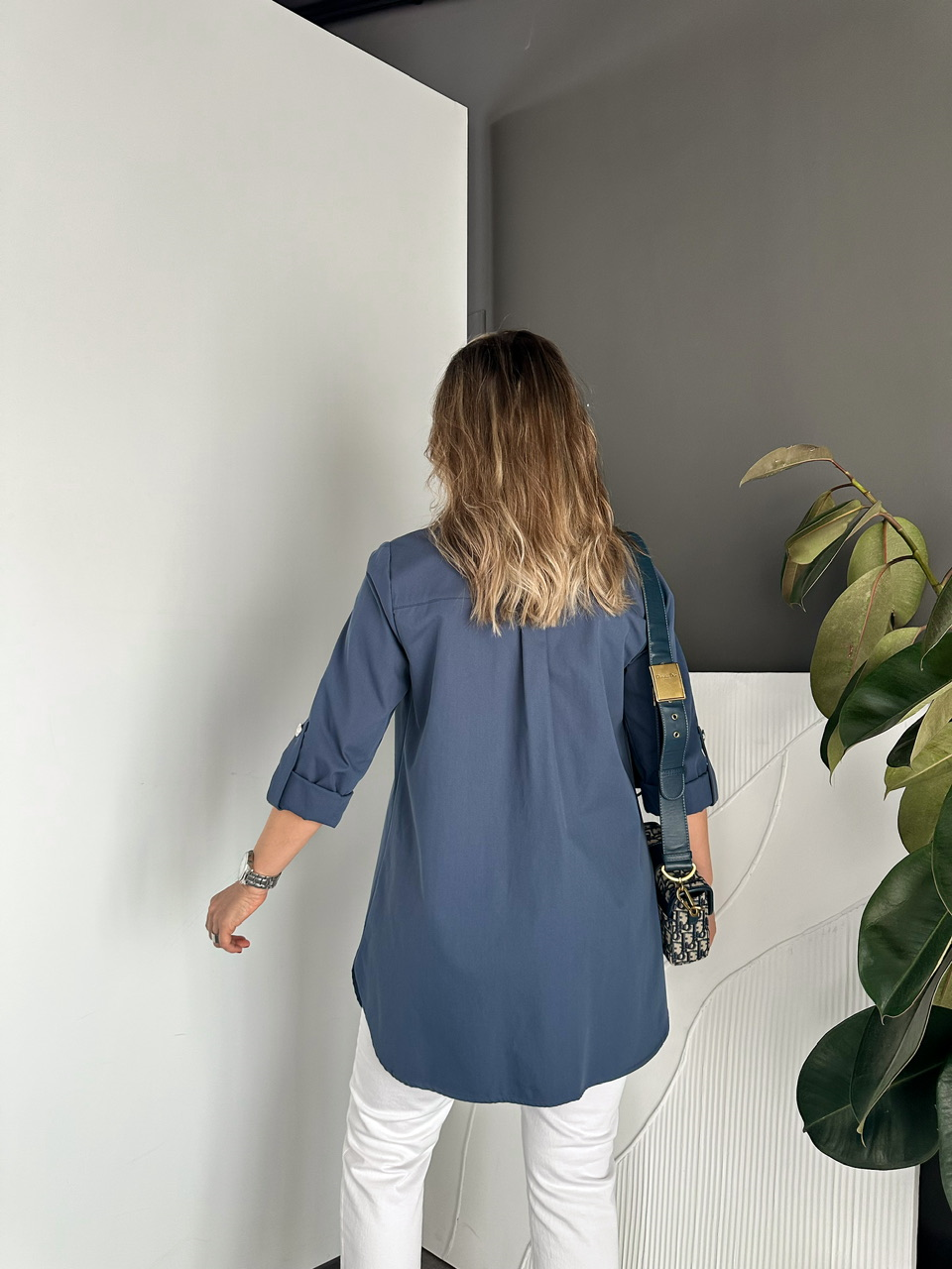 Mavi Manşetli Cotton Blazer Ceket