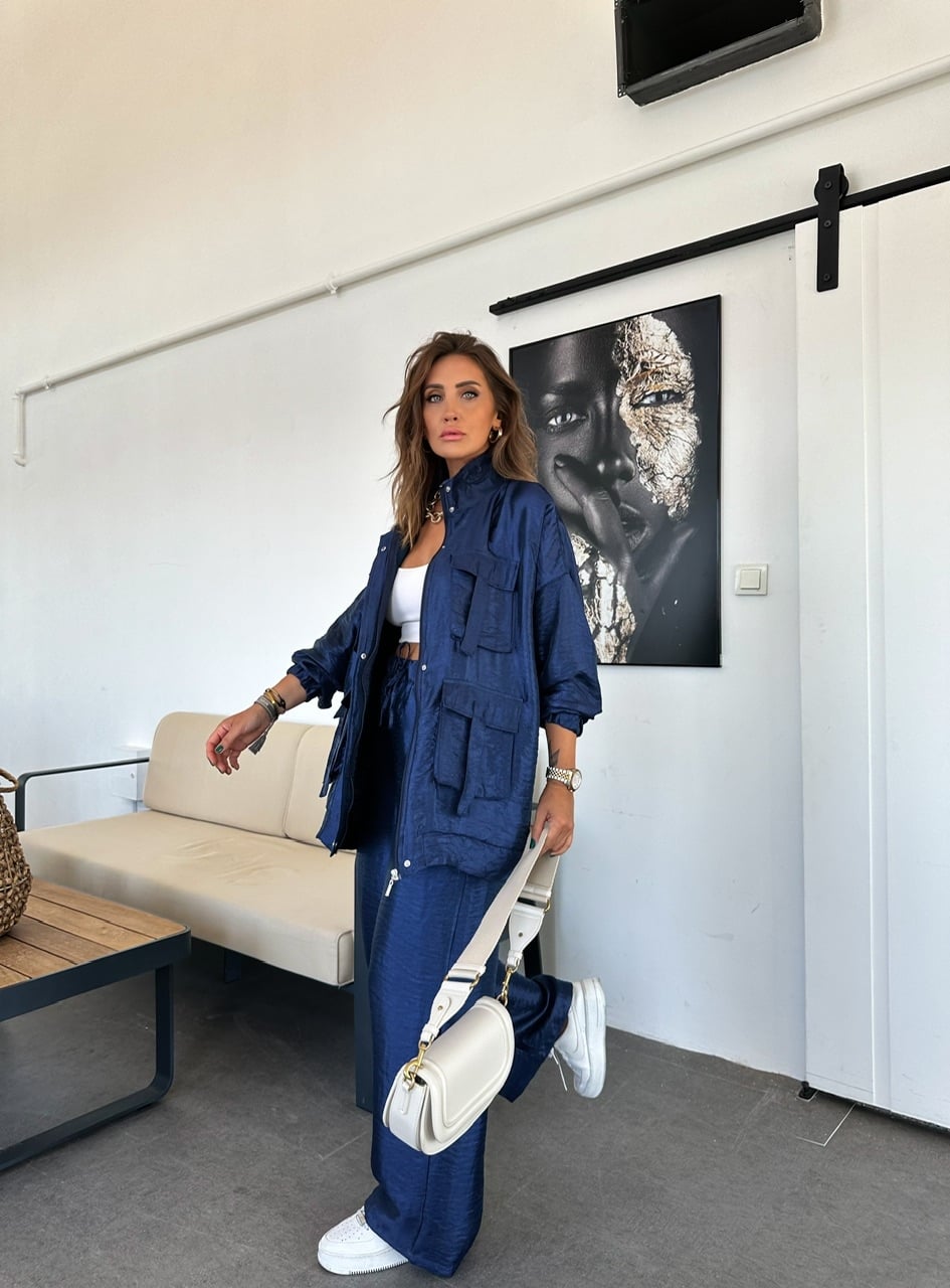 Mavi Parlak Dokulu Safari Takım(15 Nisan kargo çıkışlıdır.)