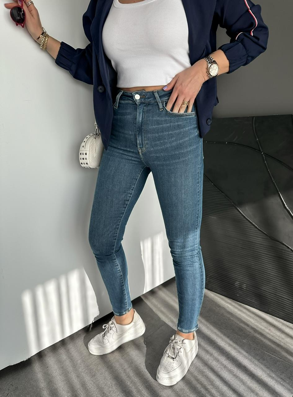 Mavi Taşlanmış Likralı Orijinal Jean