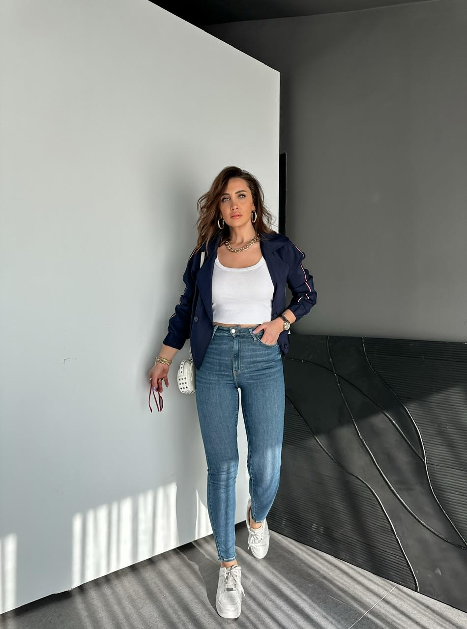 Mavi Taşlanmış Likralı Orijinal Jean