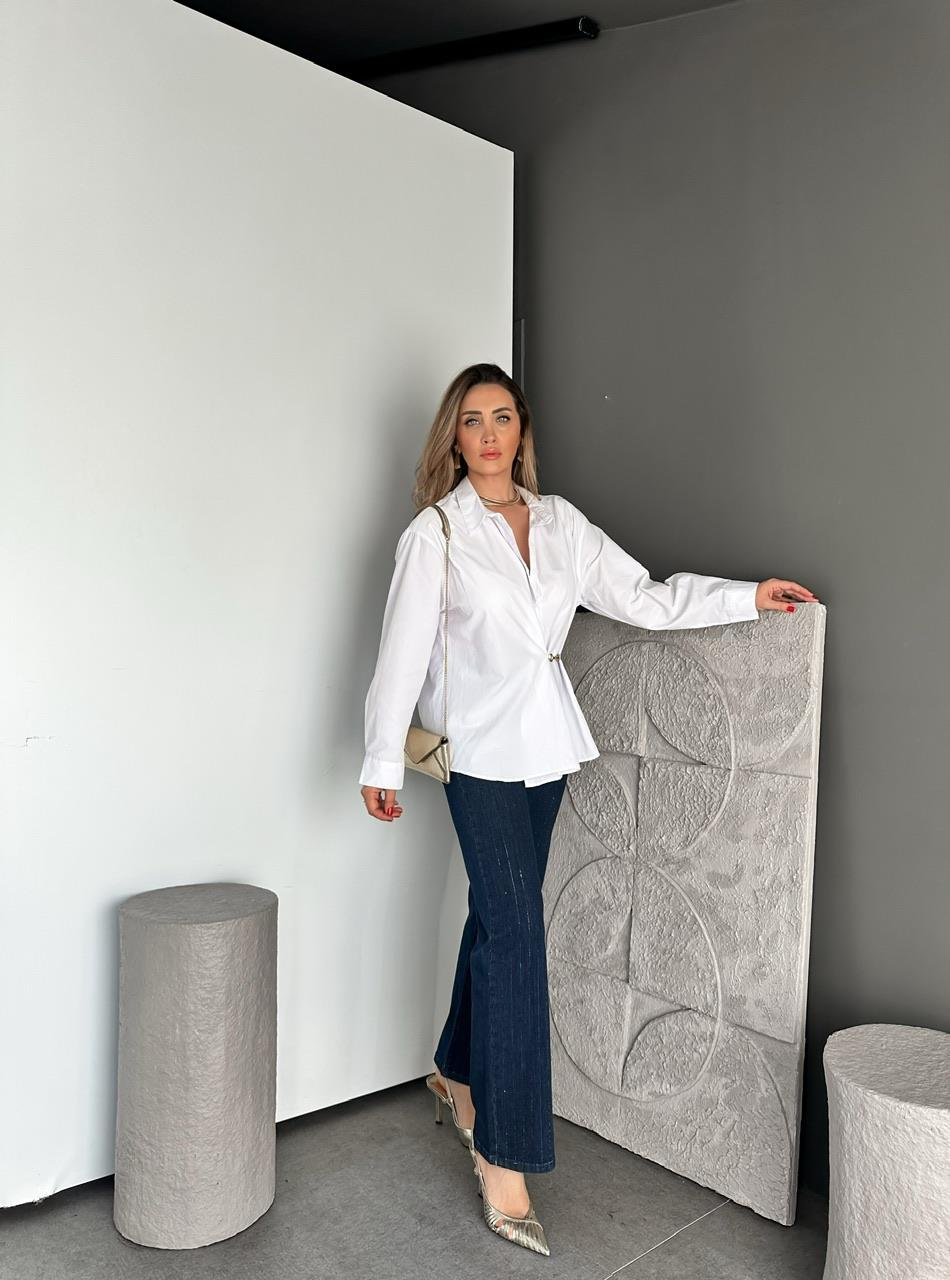 Mavi Taşlı Likralı Jean