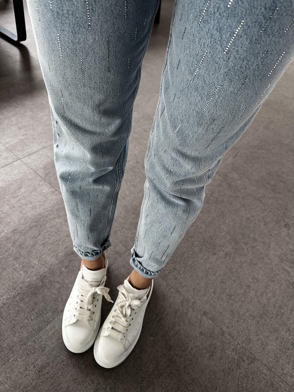 Mavi Taşlı Mom Jean