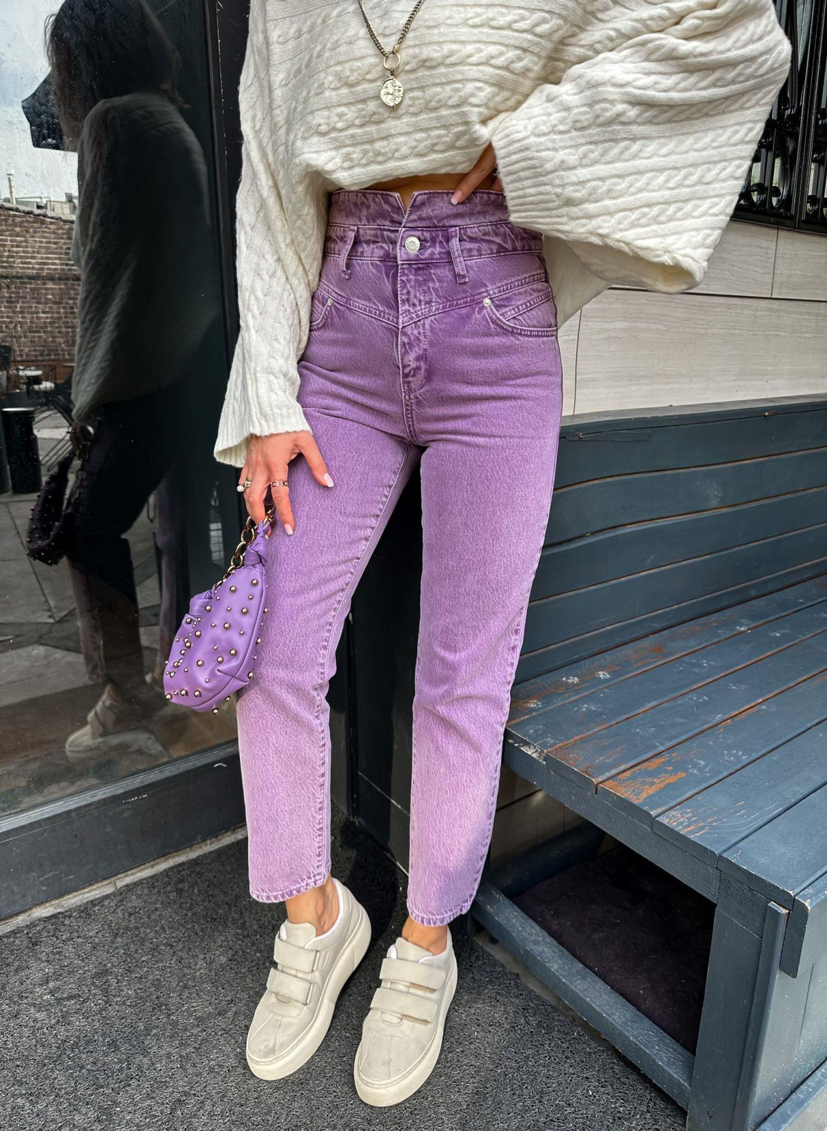 Mor Bel Detaylı Jean