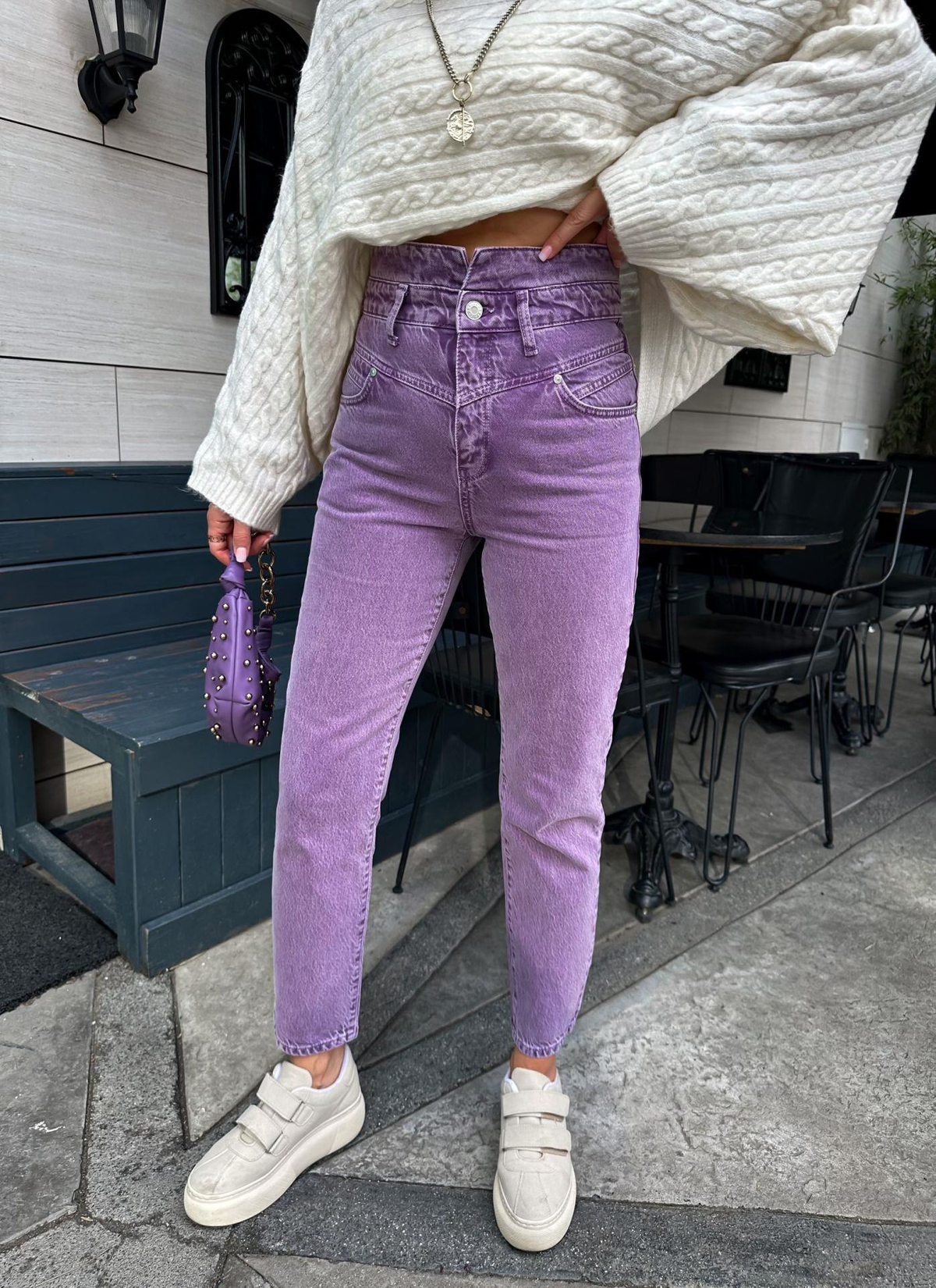 Mor Bel Detaylı Jean