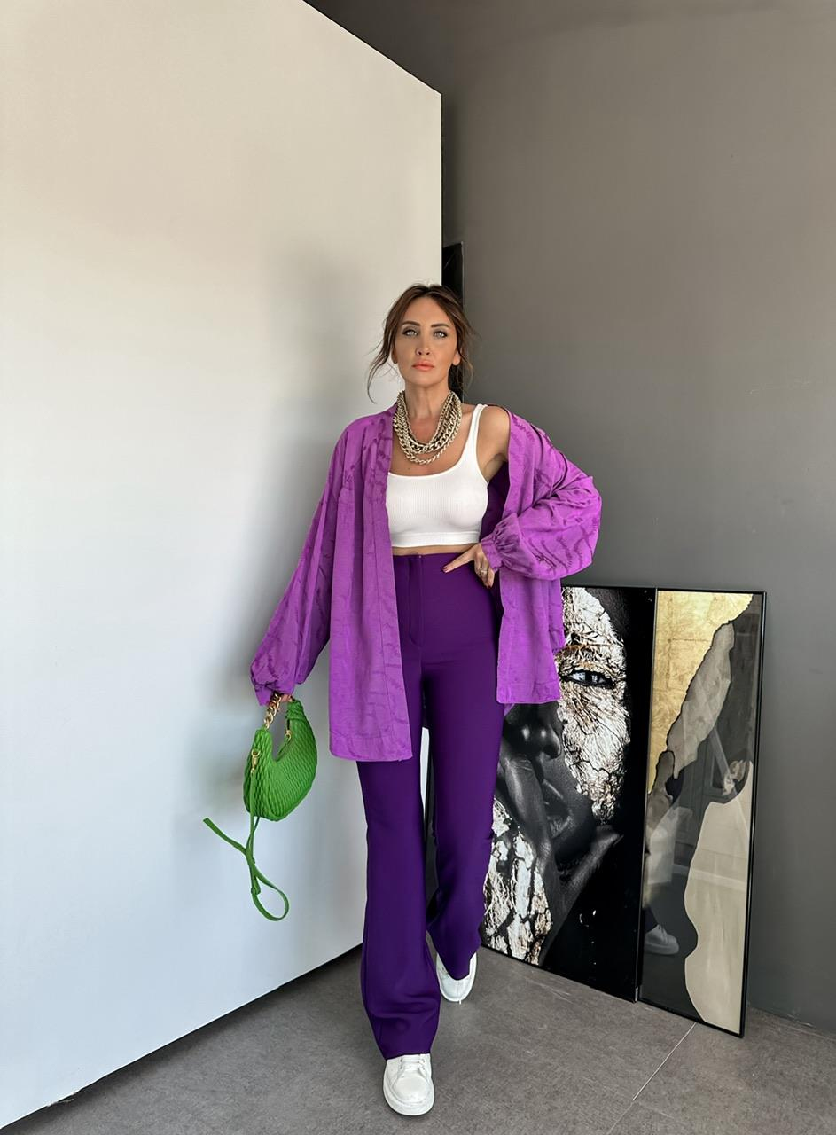 Mor Desenli Kimono