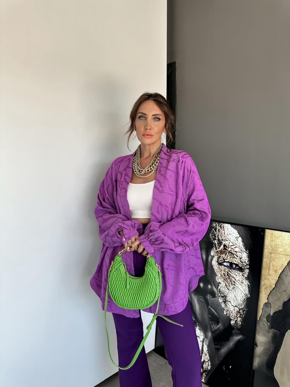 Mor Desenli Kimono