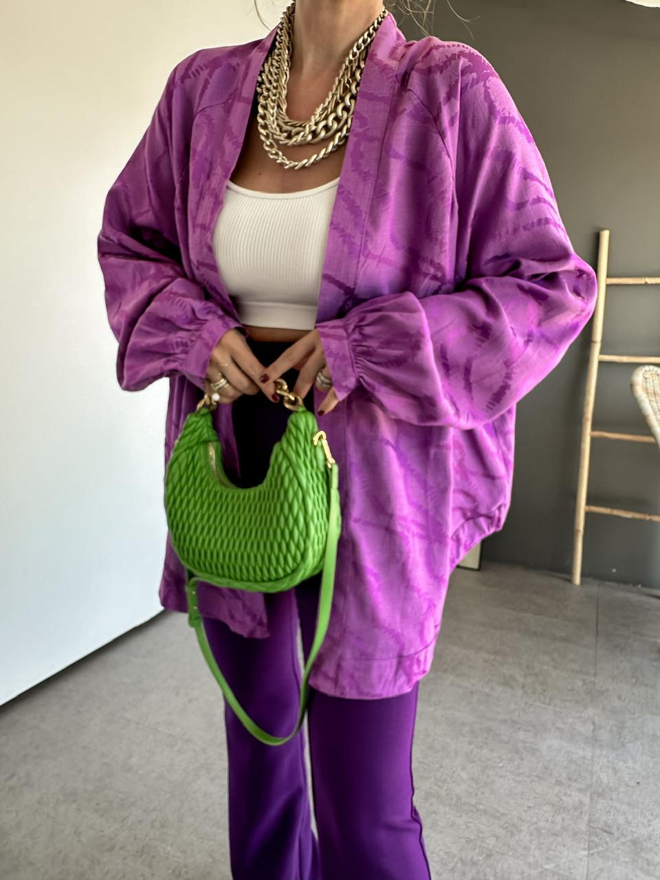 Mor Desenli Kimono