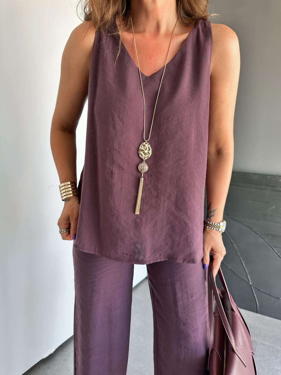 Mürdüm Bluz Pantolon Soft Takım
