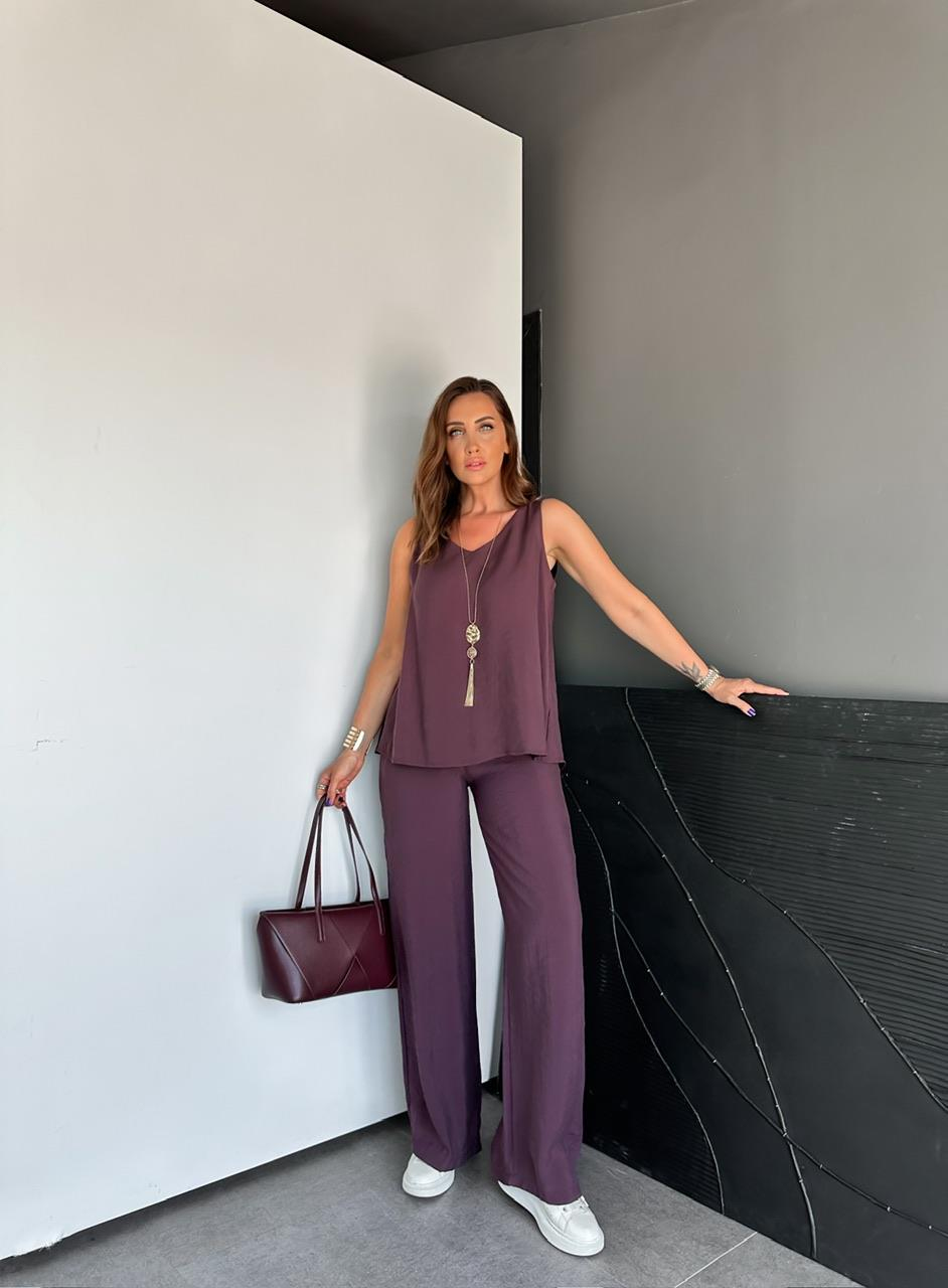 Mürdüm Bluz Pantolon Soft Takım