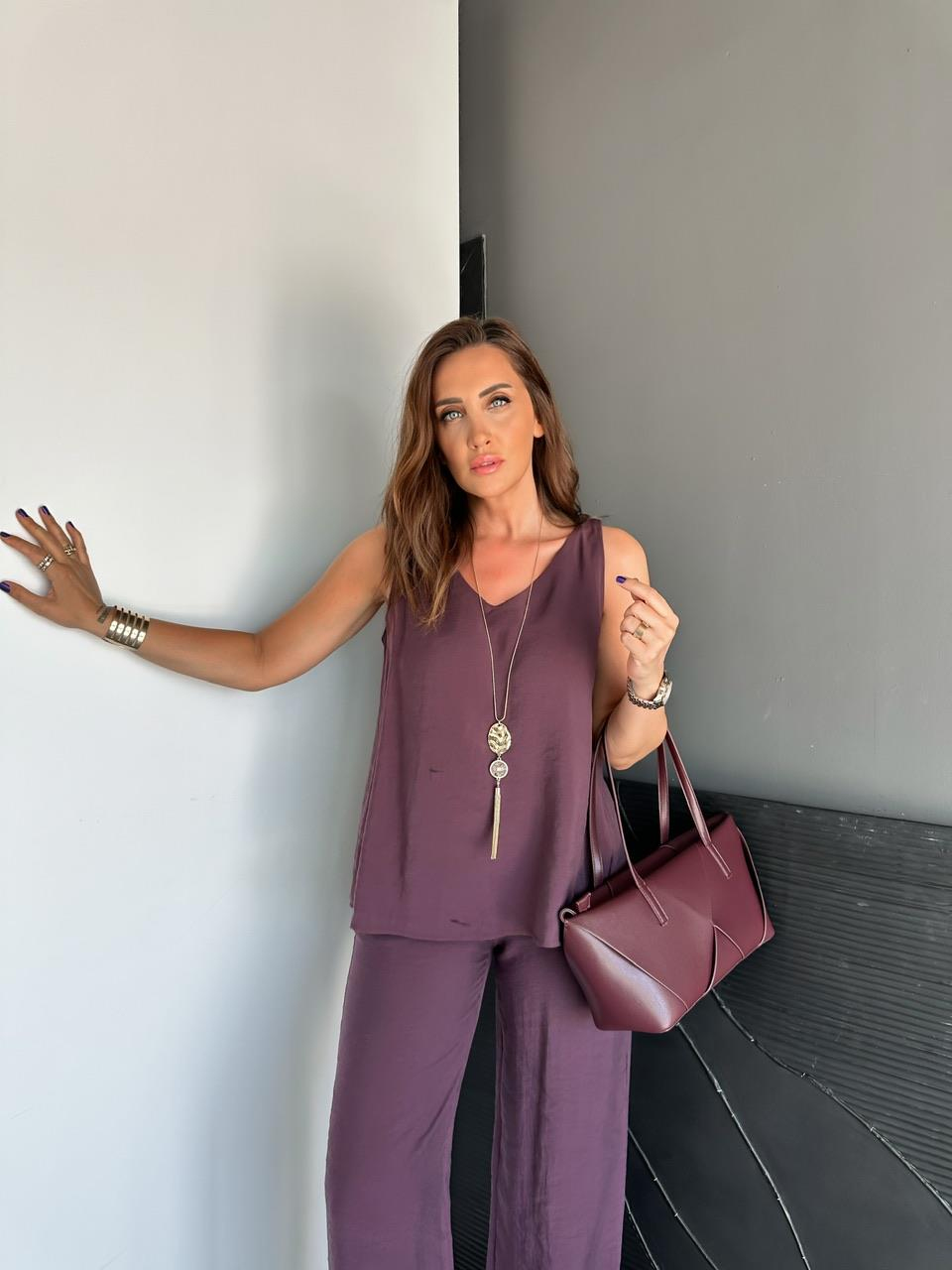 Mürdüm Bluz Pantolon Soft Takım