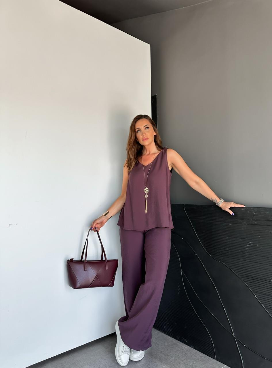Mürdüm Bluz Pantolon Soft Takım