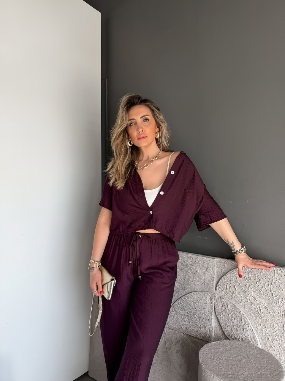 Mürdüm Kraşlı Relax Kesim Takım
