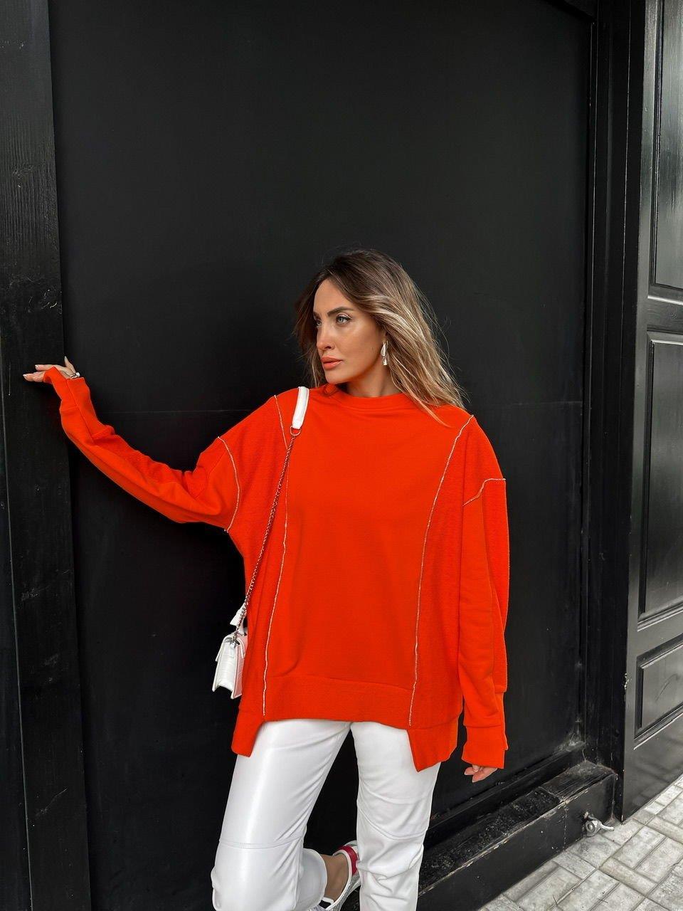 Nar Çiçeği Asimetrik Taşlı Sweatshirt