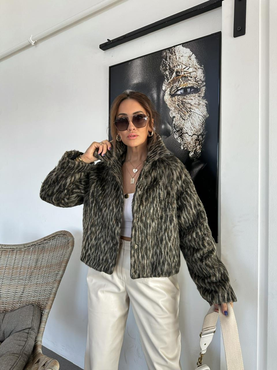 Natural Leopar Dokulu Kürk