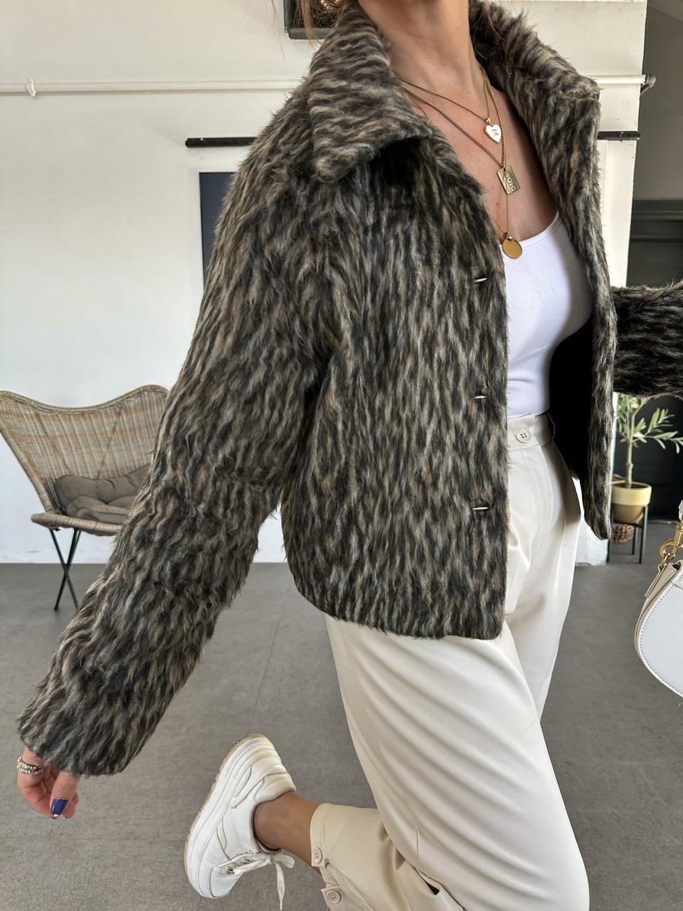 Natural Leopar Dokulu Kürk