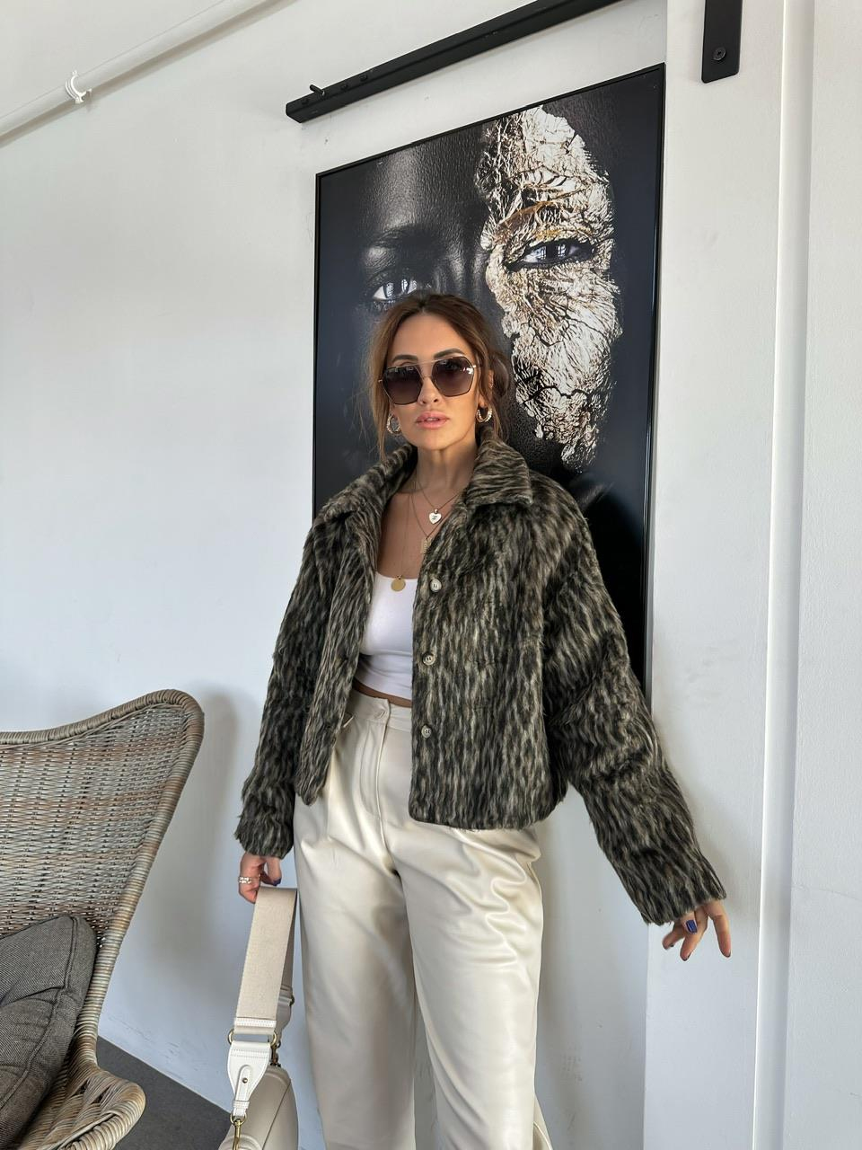 Natural Leopar Dokulu Kürk
