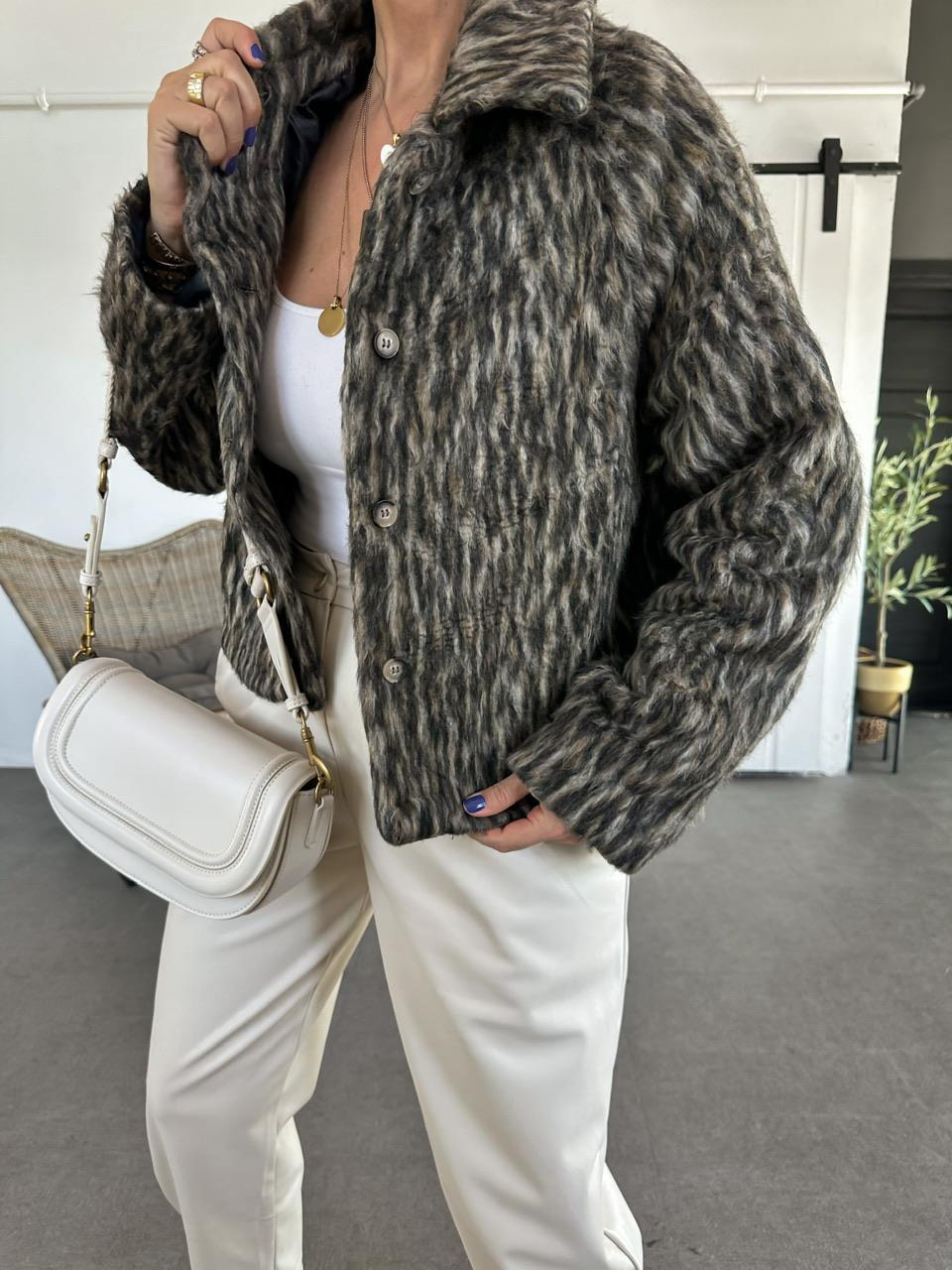 Natural Leopar Dokulu Kürk