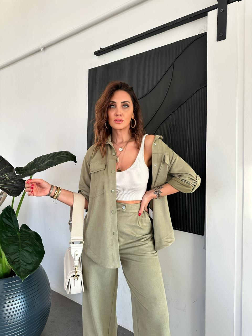 Natural Yeşil Çıtçıt Detaylı Premium Takım