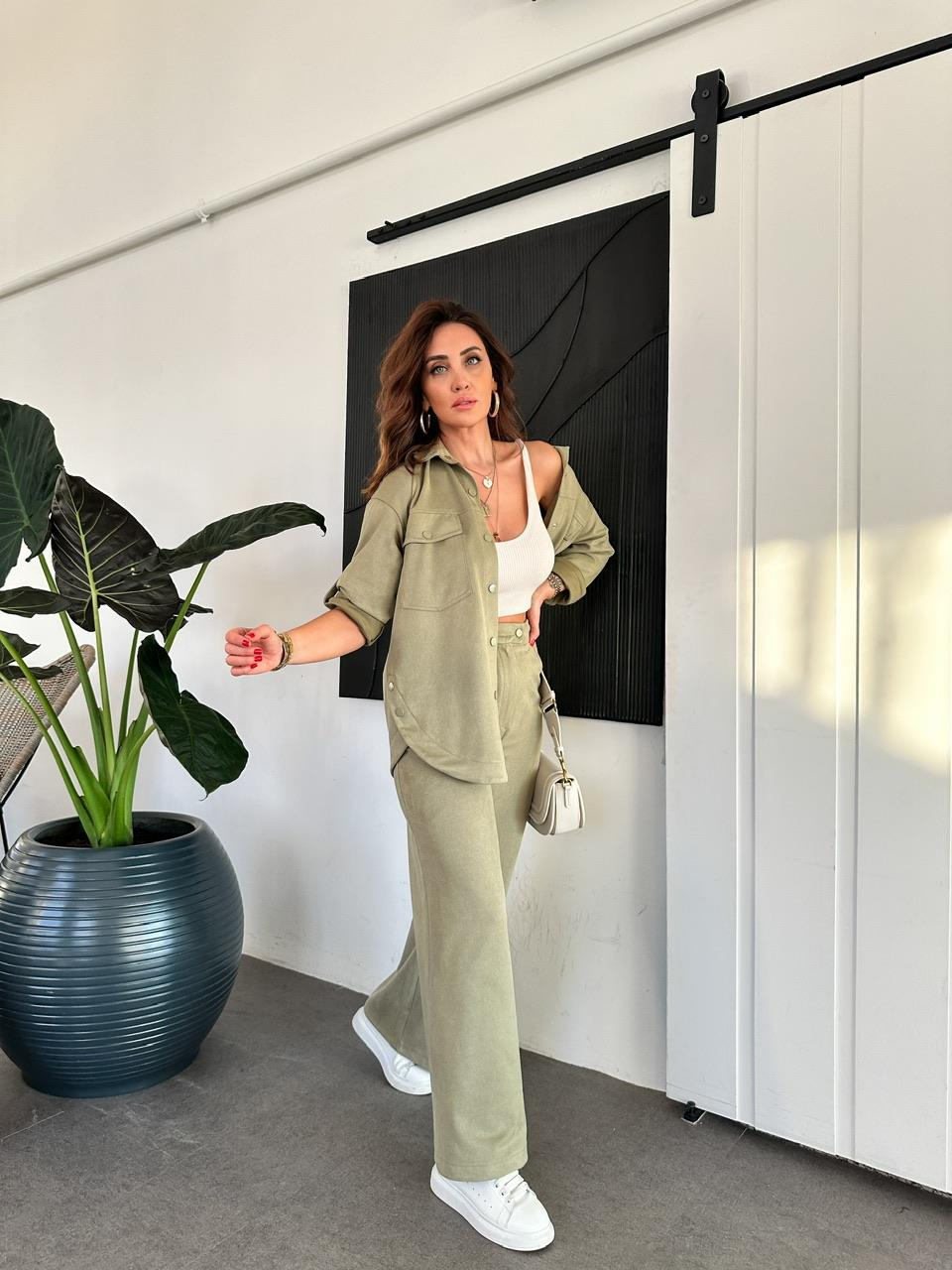 Natural Yeşil Çıtçıt Detaylı Premium Takım