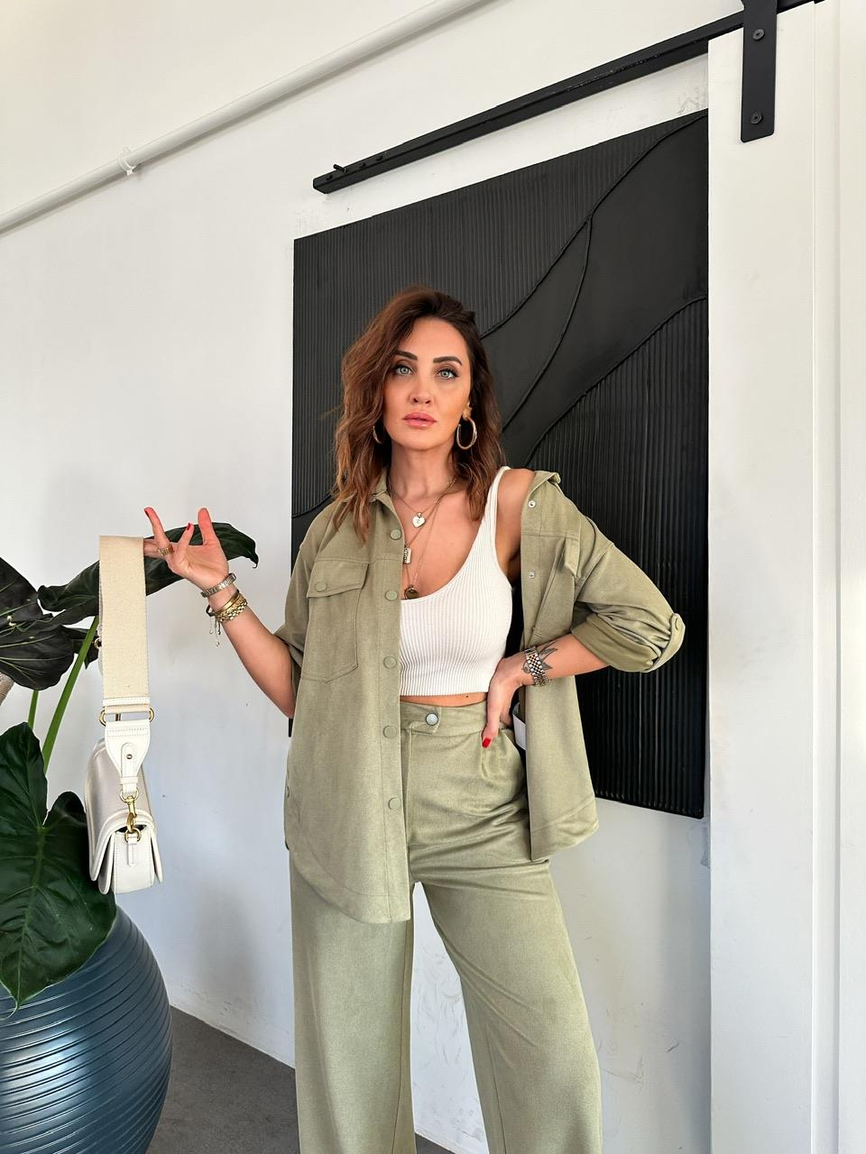 Natural Yeşil Çıtçıt Detaylı Premium Takım