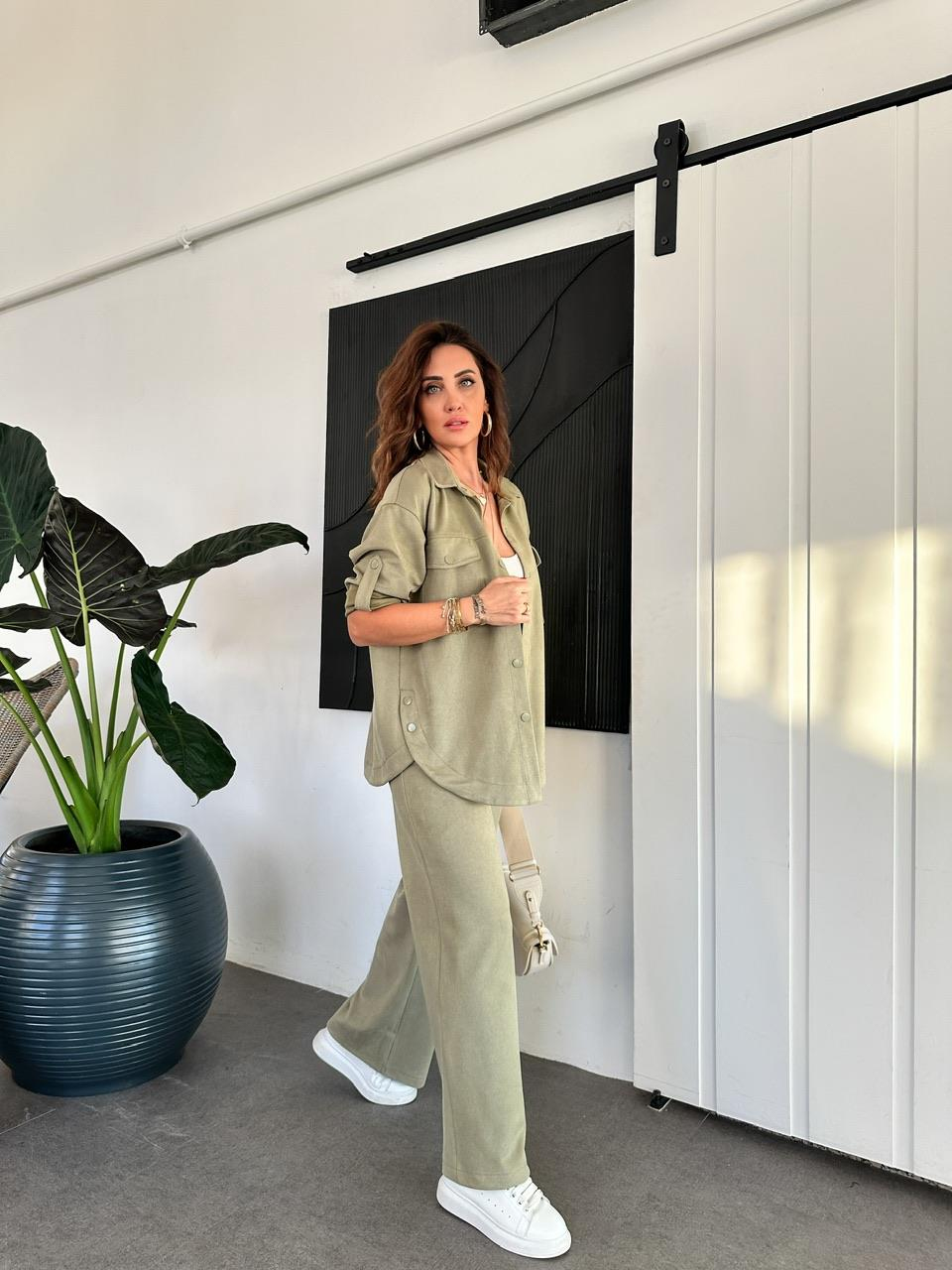 Natural Yeşil Çıtçıt Detaylı Premium Takım