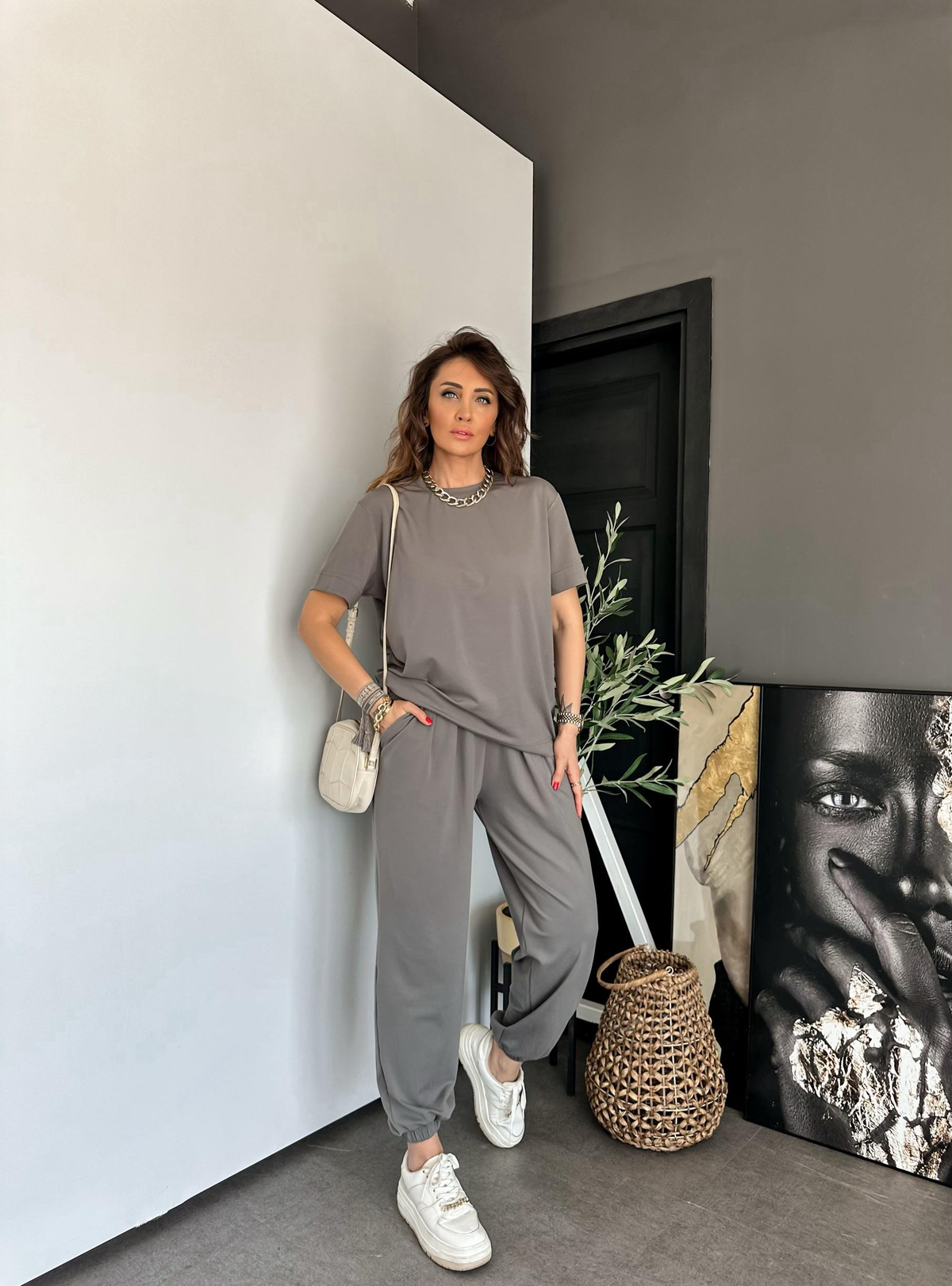 Natural Yeşil Şalvarlı Modal Takım