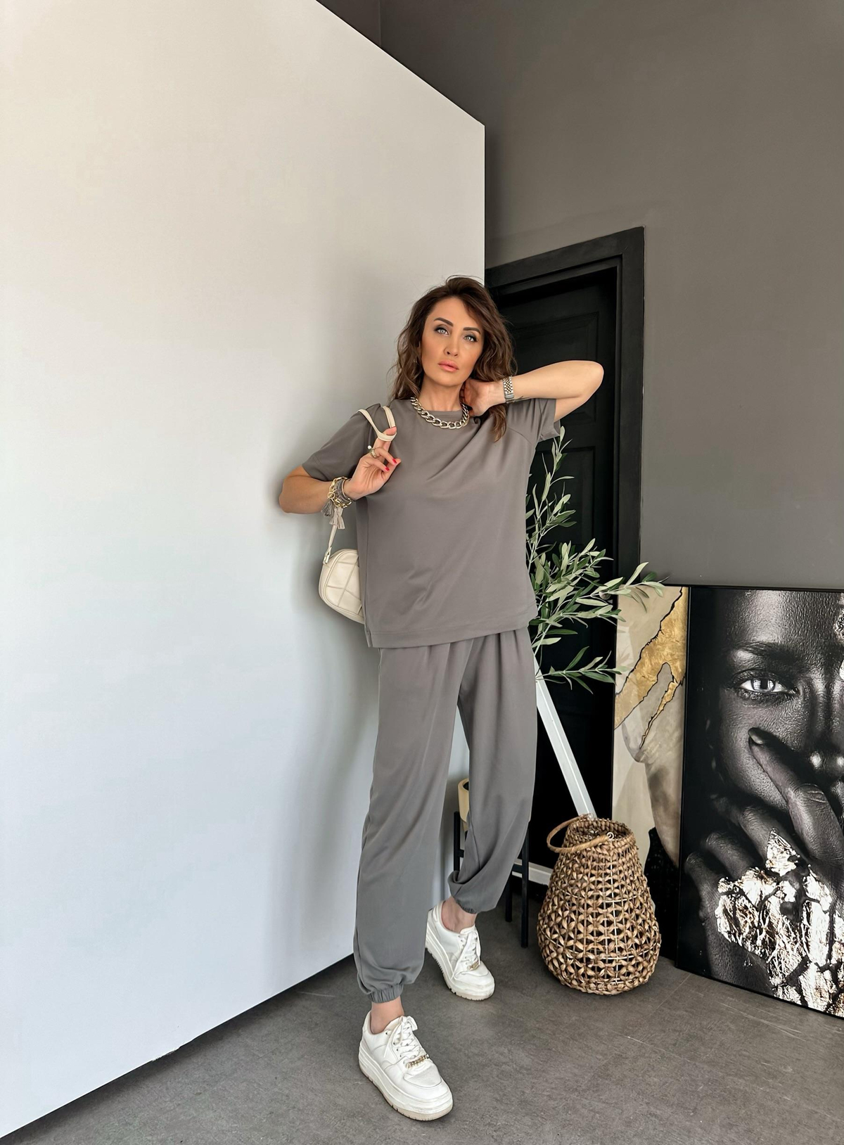 Natural Yeşil Şalvarlı Modal Takım