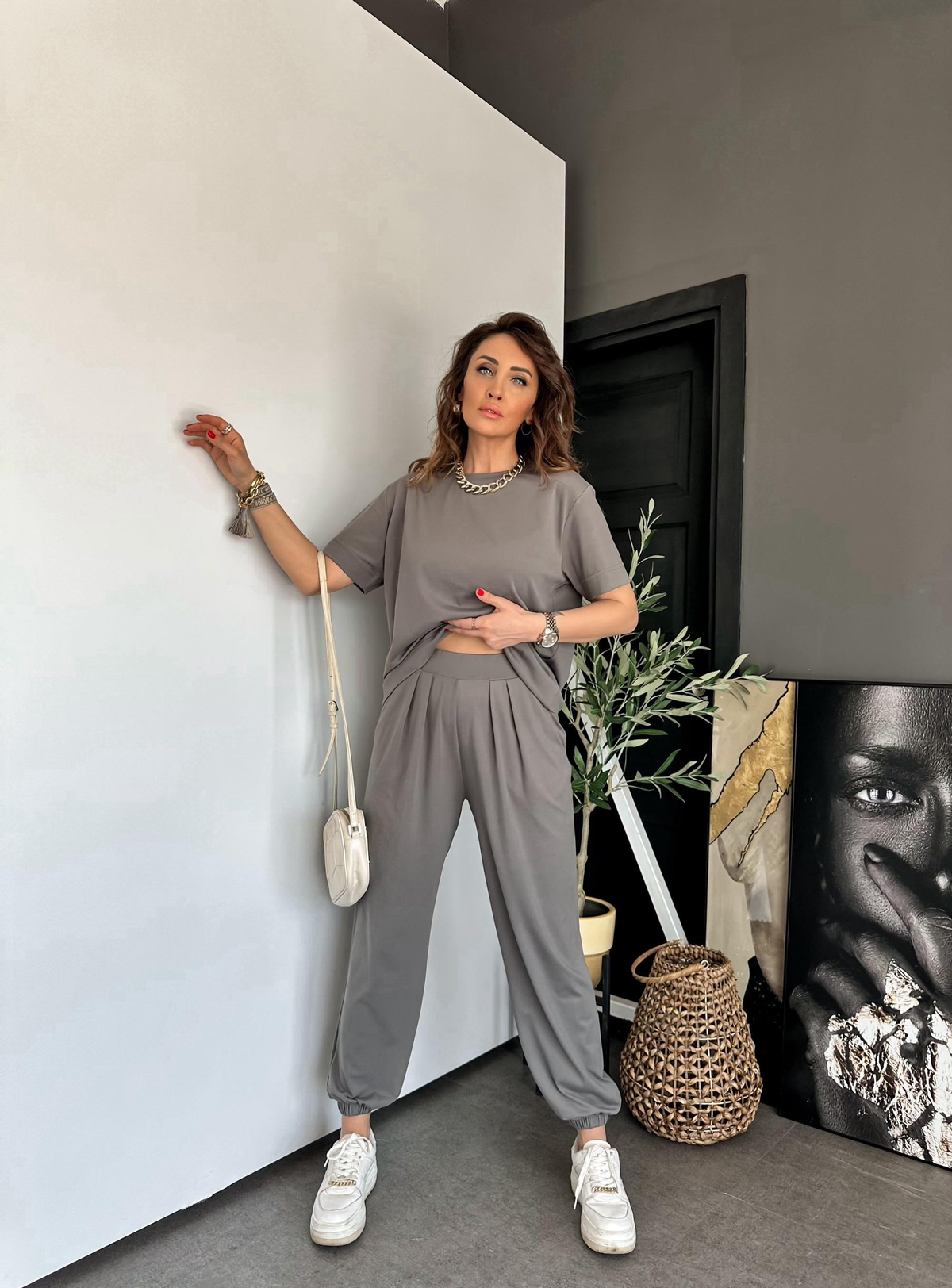 Natural Yeşil Şalvarlı Modal Takım