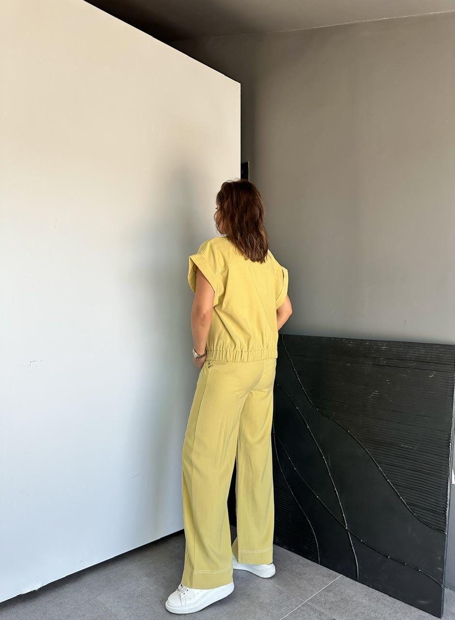 Naturel Sarı Dikişli Premium Casual Takım