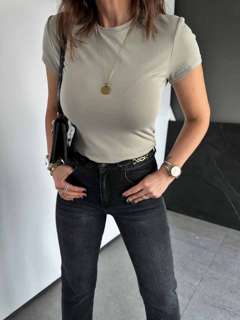 Naturel Yeşil Likralı Cotton Orijinal Tshirt