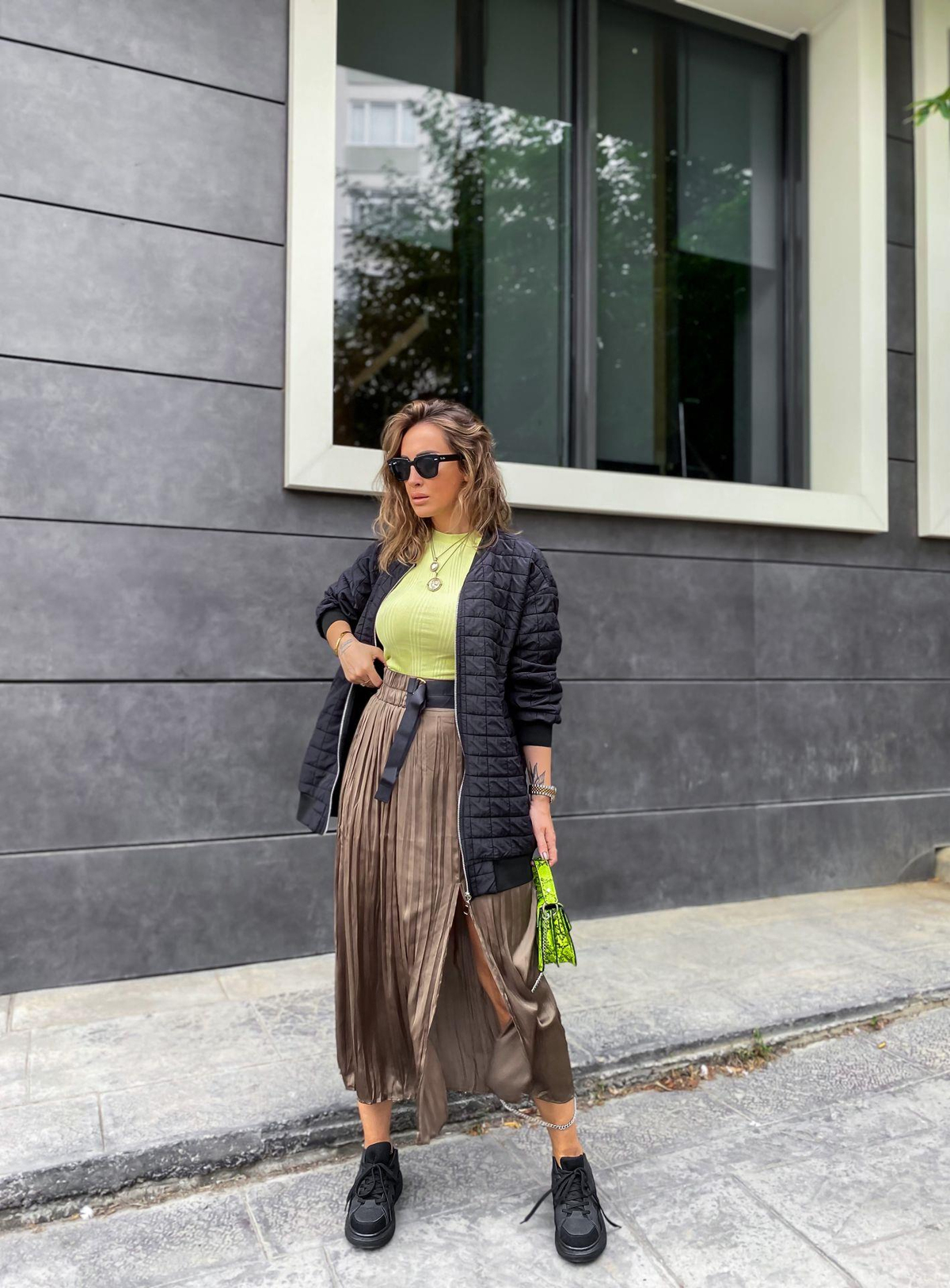 Neon Yeşil Fitilli Halter Crop