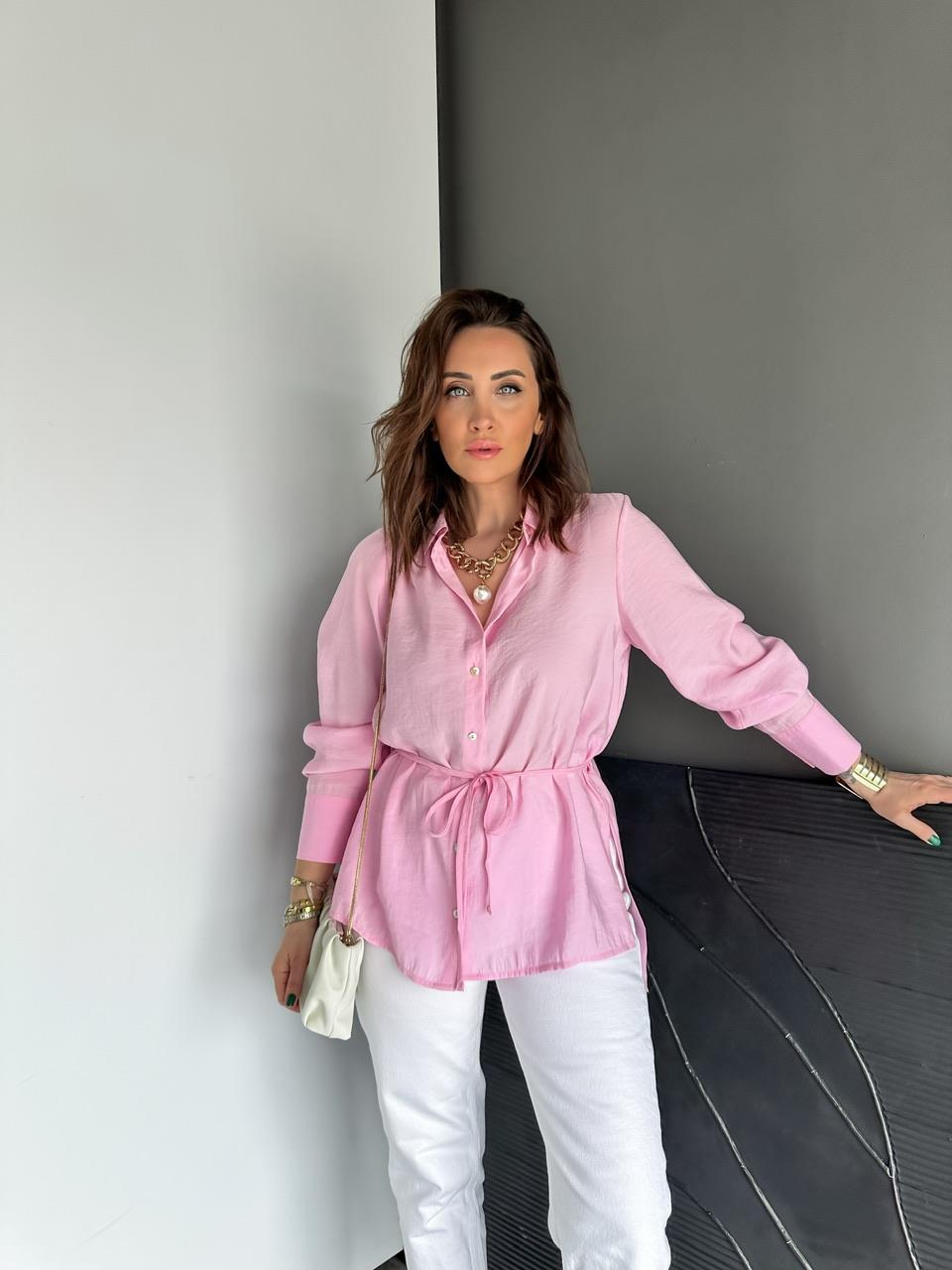 Pembe Beli İpli Orijinal Gömlek