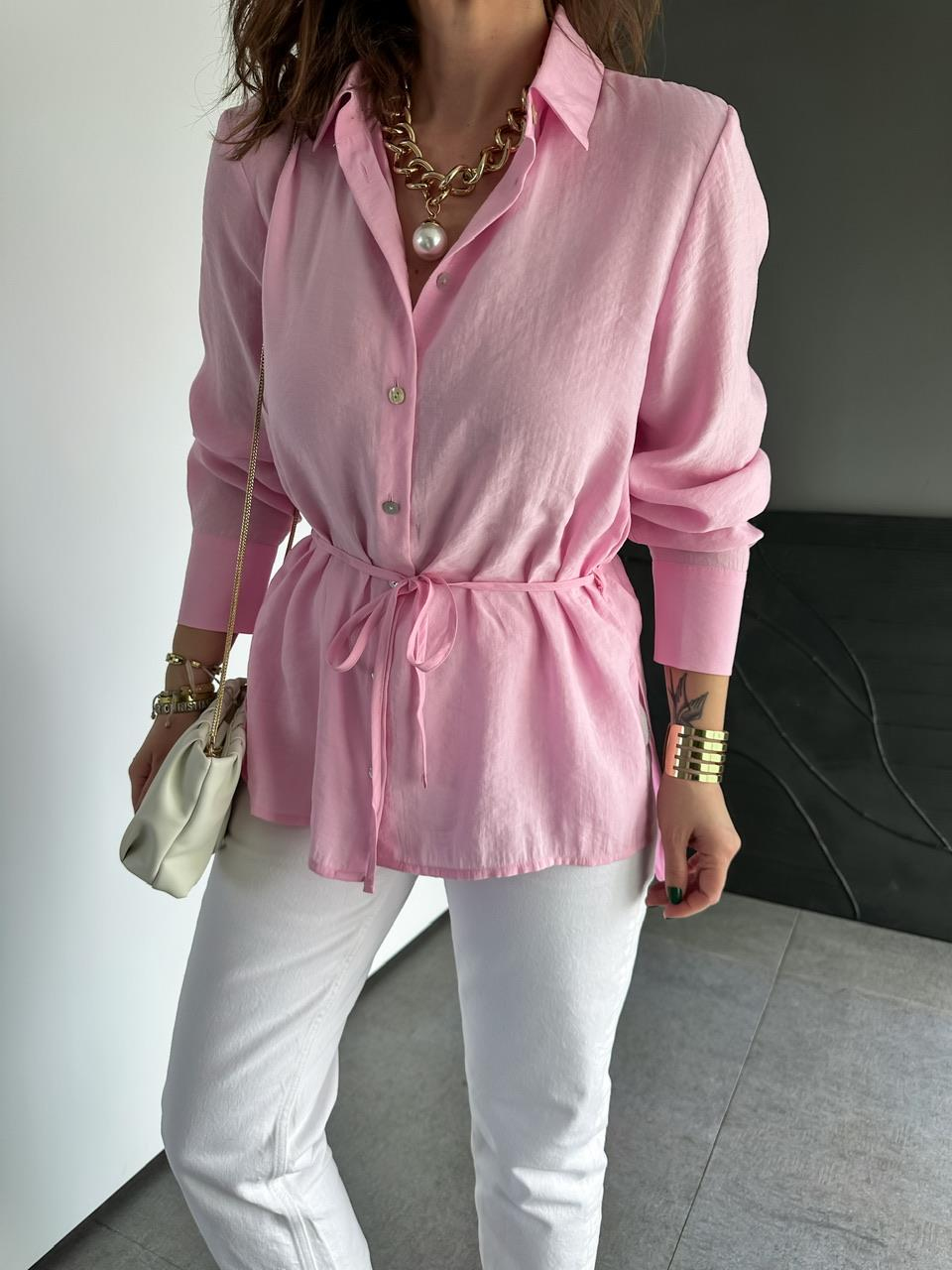 Pembe Beli İpli Orijinal Gömlek