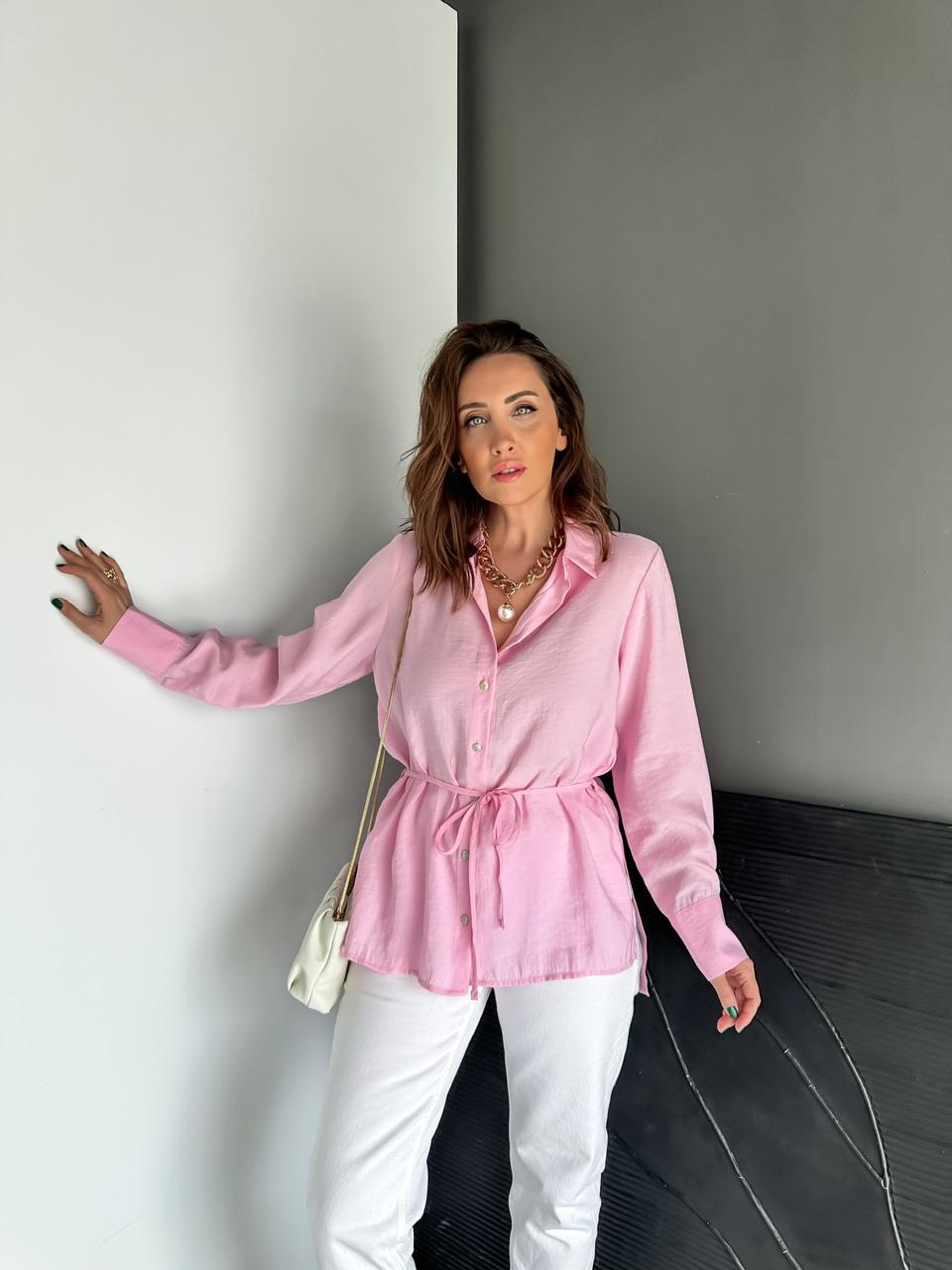 Pembe Beli İpli Orijinal Gömlek