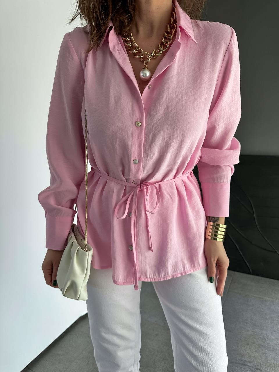 Pembe Beli İpli Orijinal Gömlek