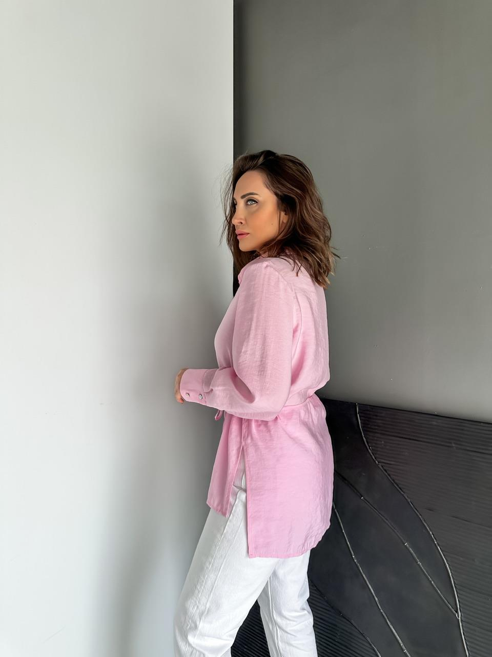 Pembe Beli İpli Orijinal Gömlek