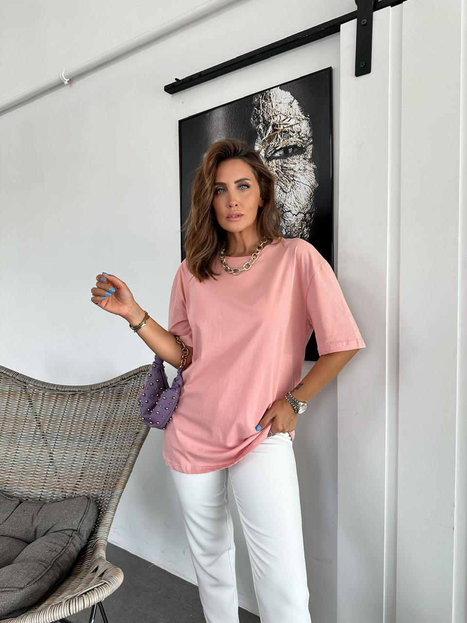Pembe Bisiklet Yaka Uzun Tshirt