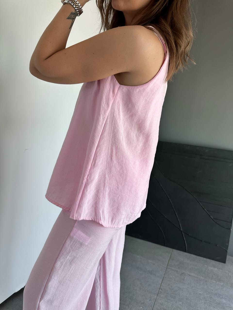 Pembe Bluz Pantolon Soft Takım