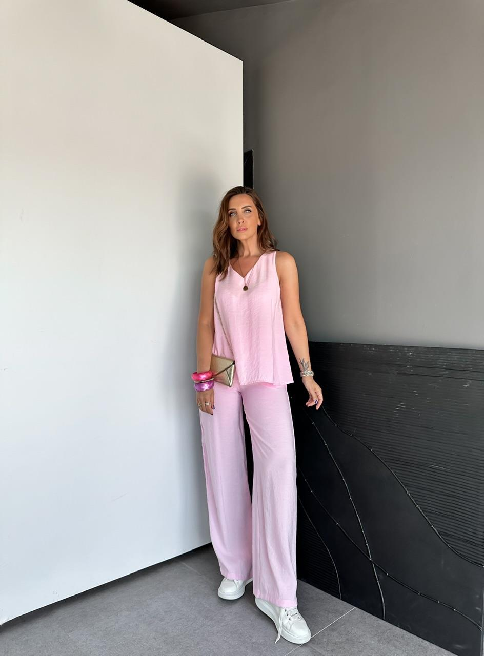 Pembe Bluz Pantolon Soft Takım