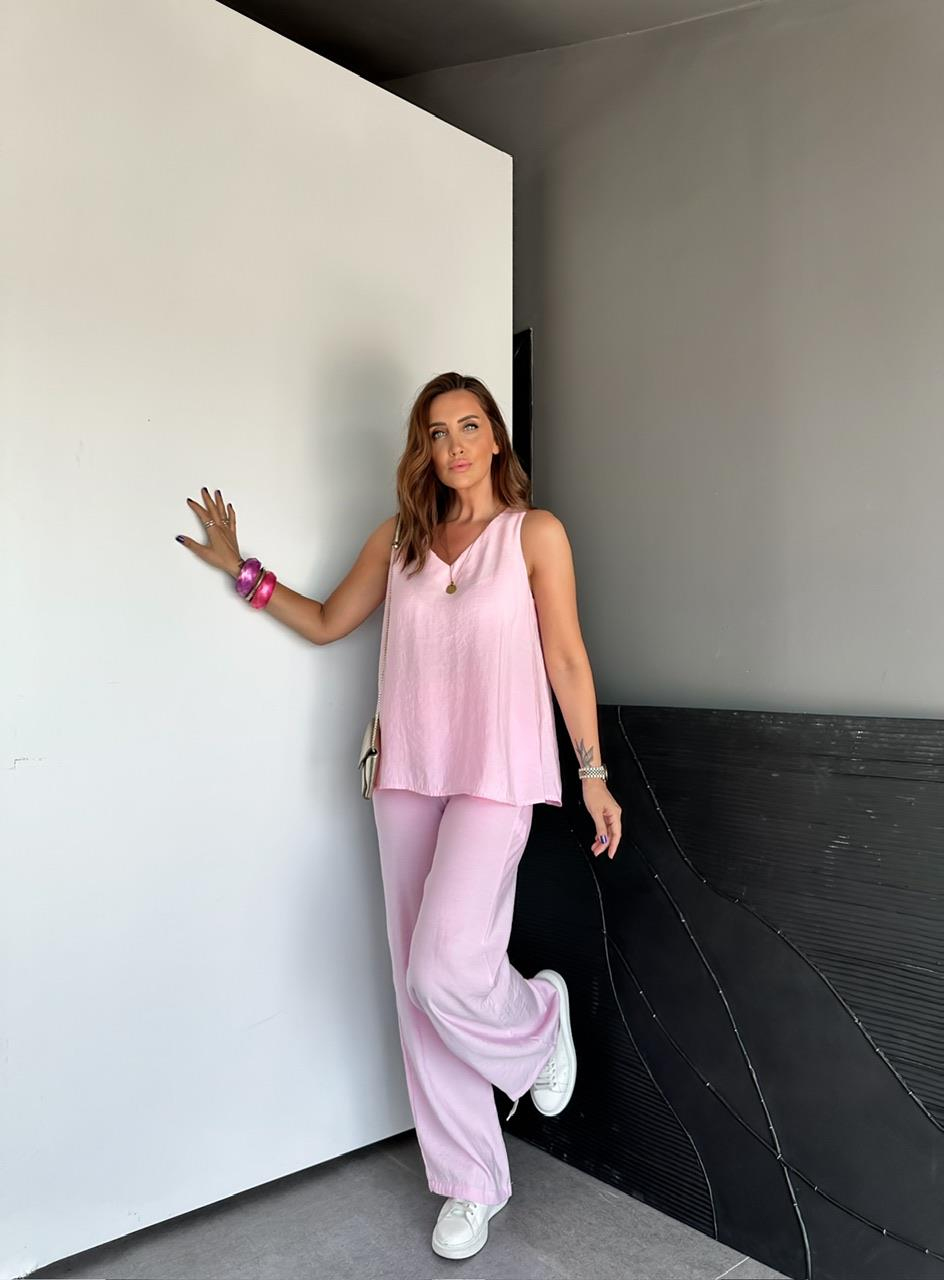 Pembe Bluz Pantolon Soft Takım