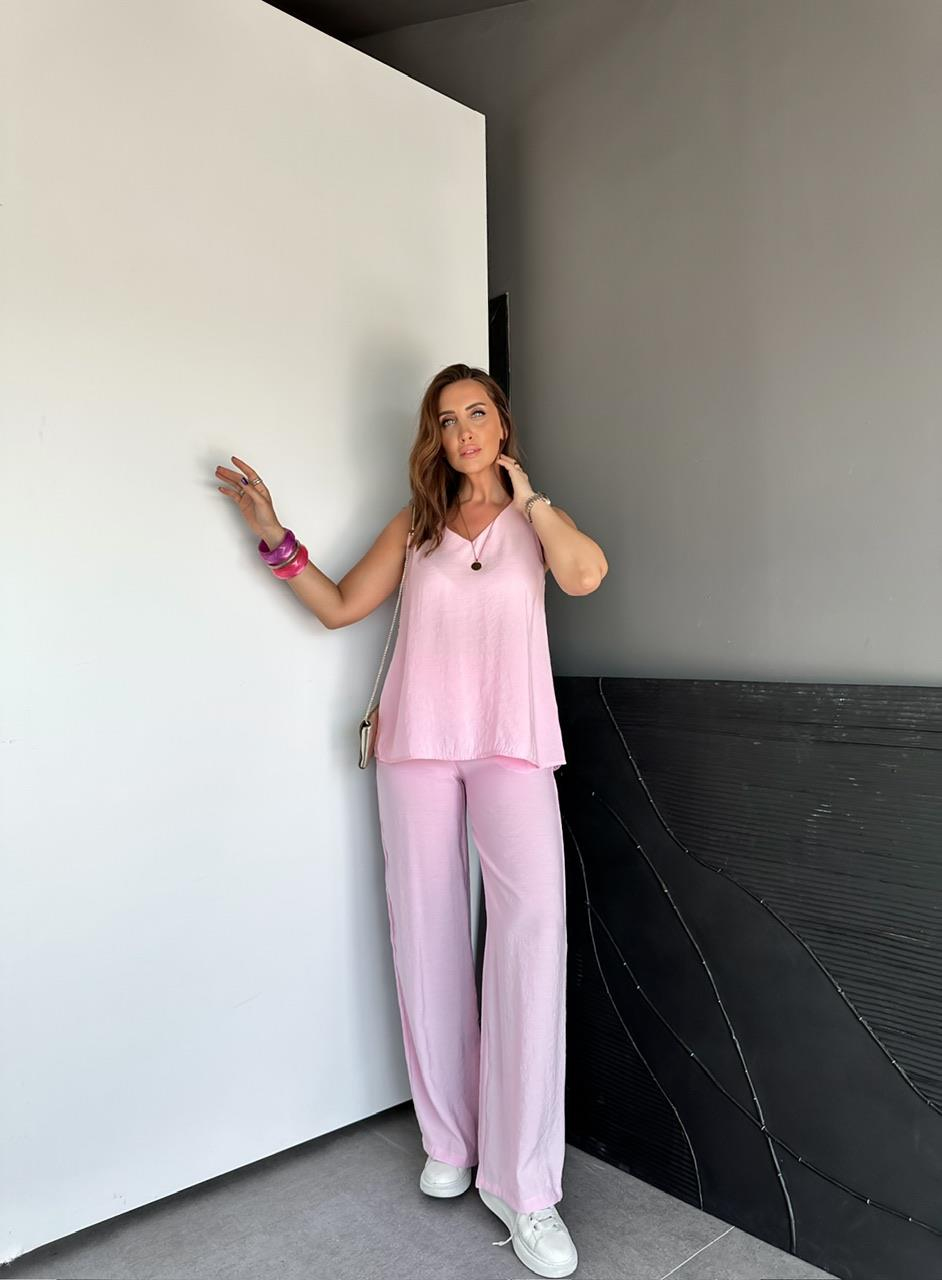 Pembe Bluz Pantolon Soft Takım