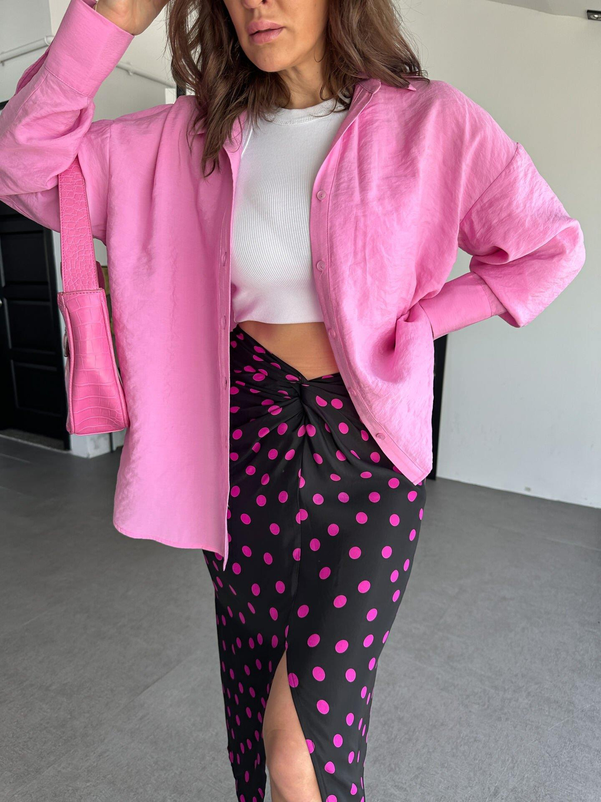 Pembe Cotton Kumaş Gömlek