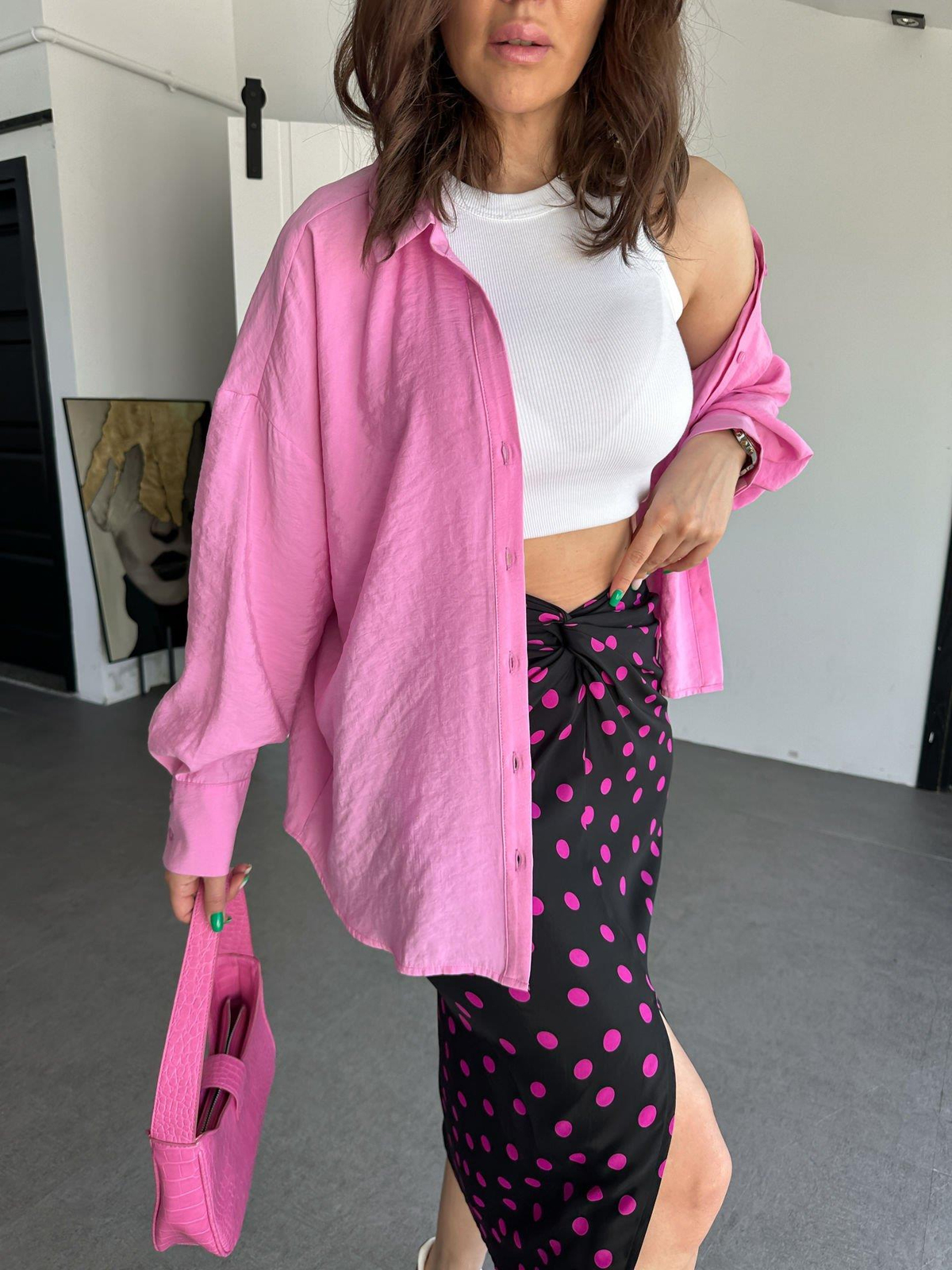 Pembe Cotton Kumaş Gömlek