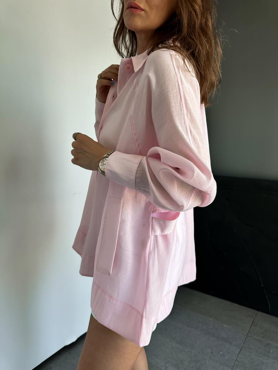Pembe Düğmeli Salaş Tasarım Gömlek