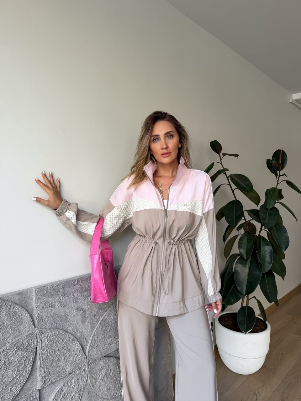 Pembe File Mix Parçalı Tasarım Takım