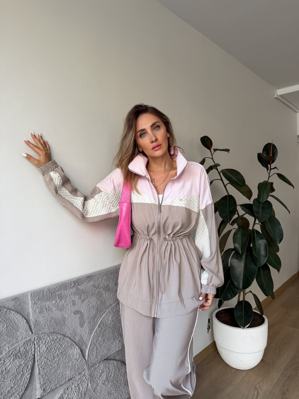 Pembe File Mix Parçalı Tasarım Takım