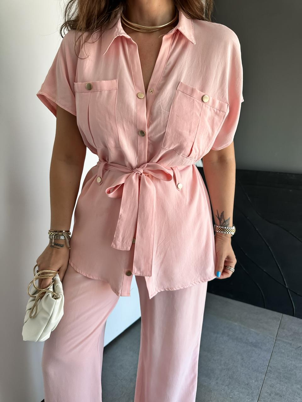 Pembe Gold Çıtçıtlı Kuşaklı Takım